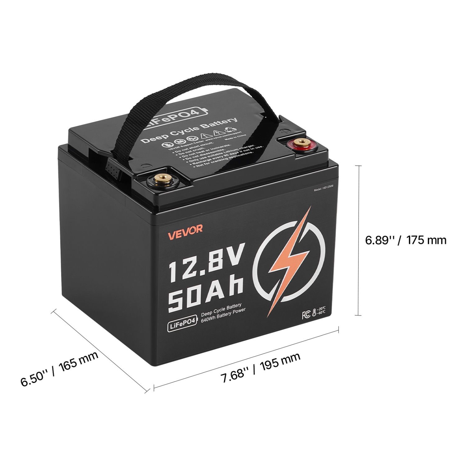 VEVOR 12V 50Ah LiFePO4 Battery, Up to 15000 Cycles, Deep Cycle Lithium Iron Phosphate Battery with Built-in BMS,Low Temperature Protection,10 Years