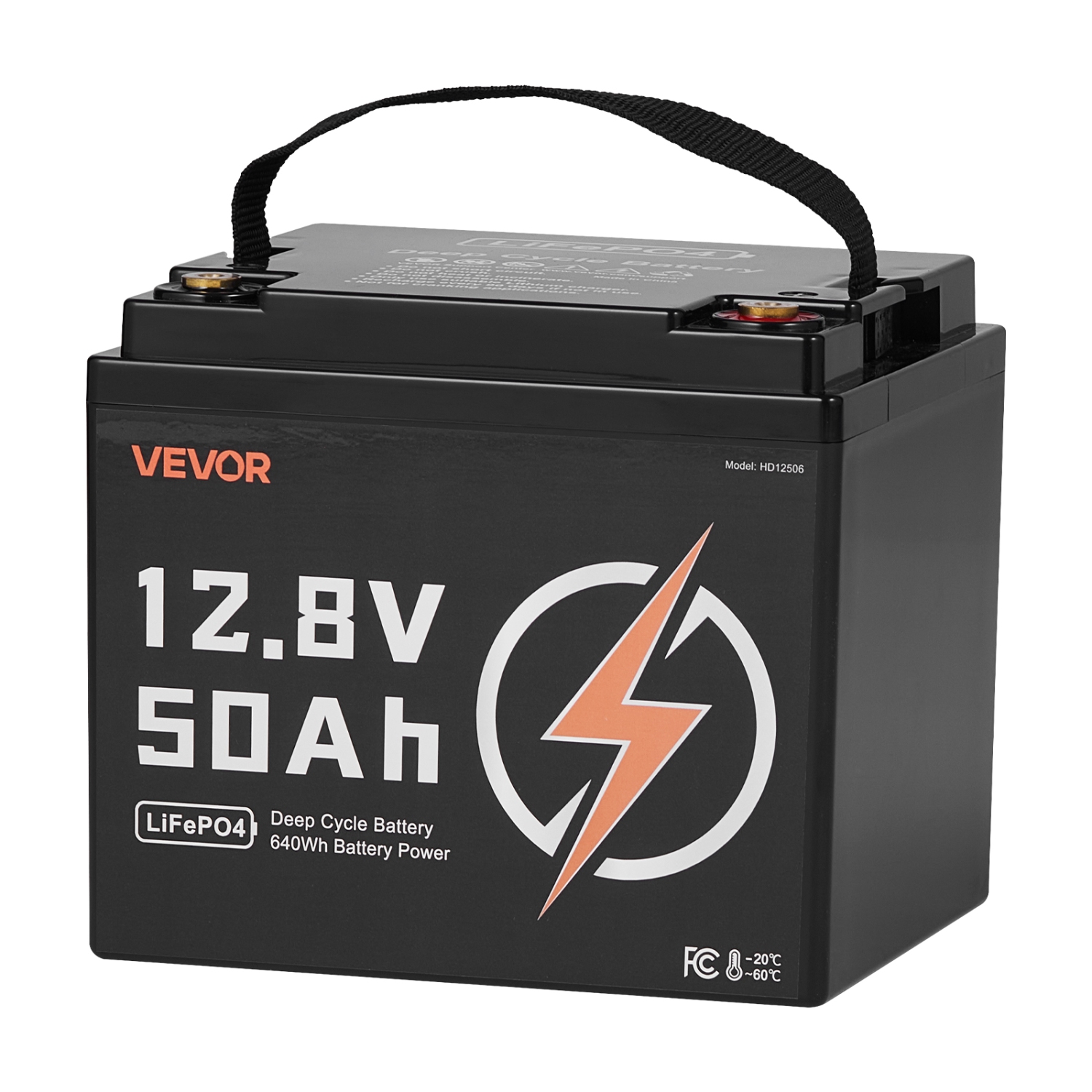 VEVOR 12V 50Ah LiFePO4 Battery, Up to 15000 Cycles, Deep Cycle Lithium Iron Phosphate Battery with Built-in BMS,Low Temperature Protection,10 Years