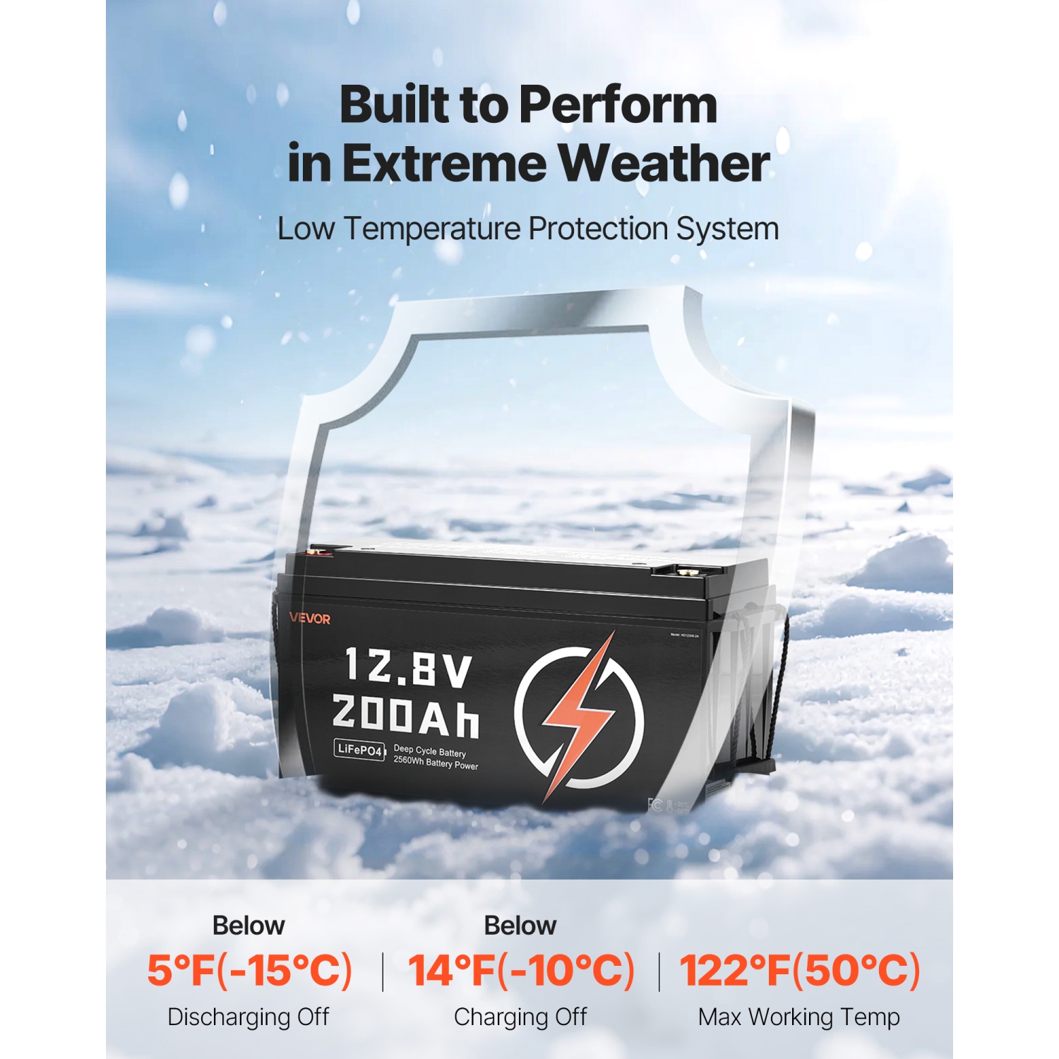 VEVOR 12V 200Ah LiFePO4 Battery, Up to 15000 Cycles, Deep Cycle Lithium Iron Phosphate Battery with Built-in BMS, Low Temperature Protection, 10