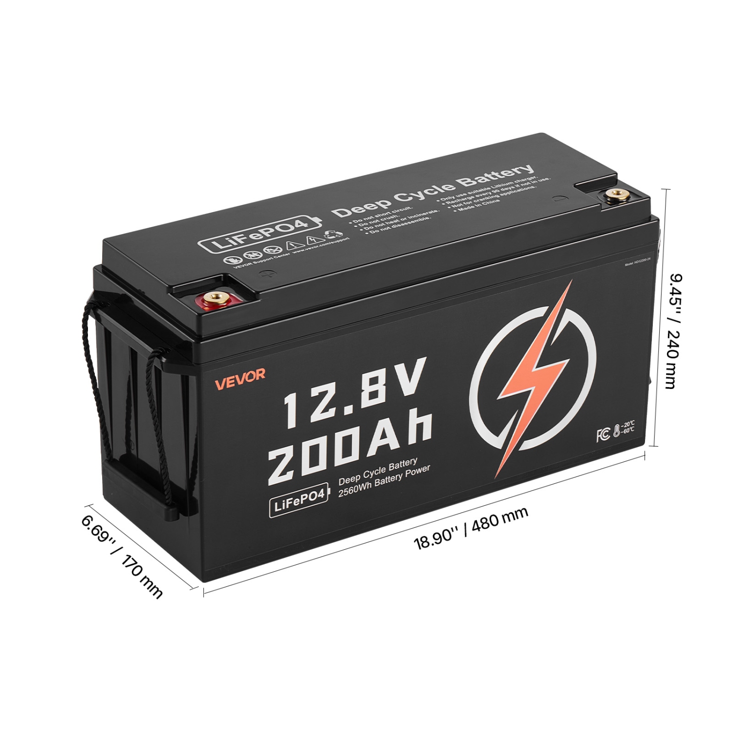 VEVOR 12V 200Ah LiFePO4 Battery, Up to 15000 Cycles, Deep Cycle Lithium Iron Phosphate Battery with Built-in BMS, Low Temperature Protection, 10