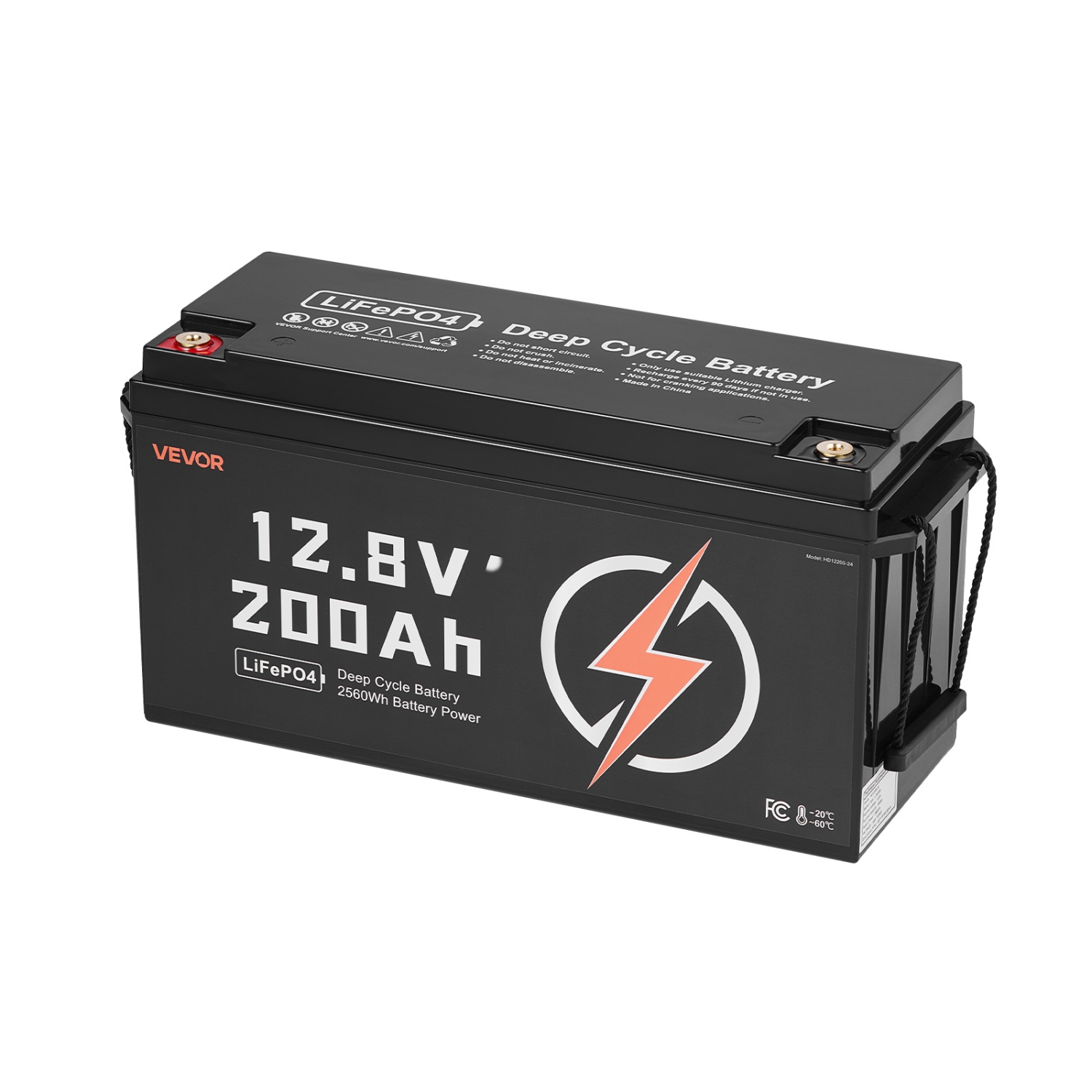 VEVOR 12V 200Ah LiFePO4 Battery, Up to 15000 Cycles, Deep Cycle Lithium Iron Phosphate Battery with Built-in BMS, Low Temperature Protection, 10