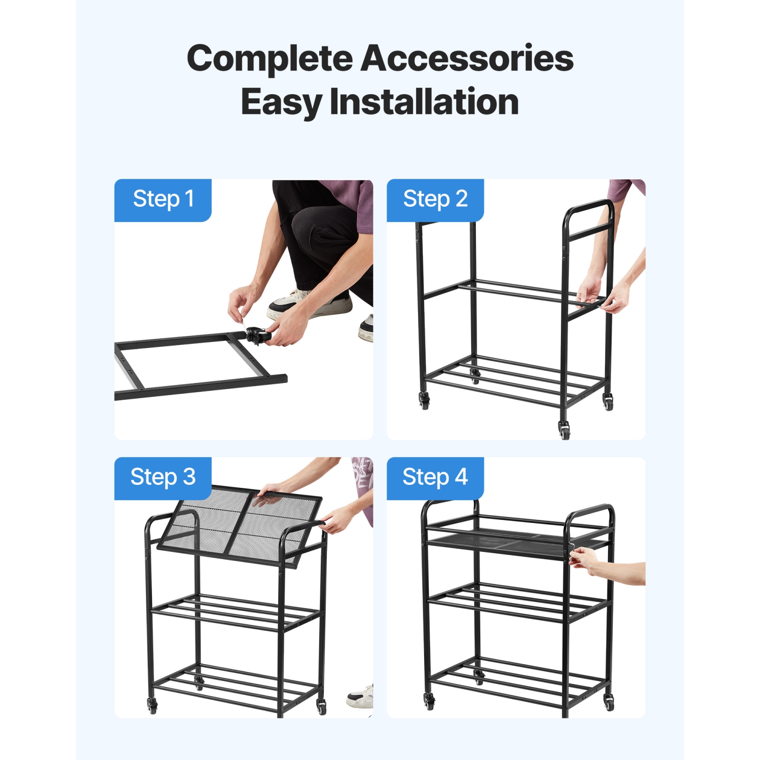 VEVOR 3D Printer Filament Storage Rack, 3 Tier Heavy Duty Storage Shelf, Rolling Filament Spool Holders Racks with Wheels, Filaments Organzied for 3D