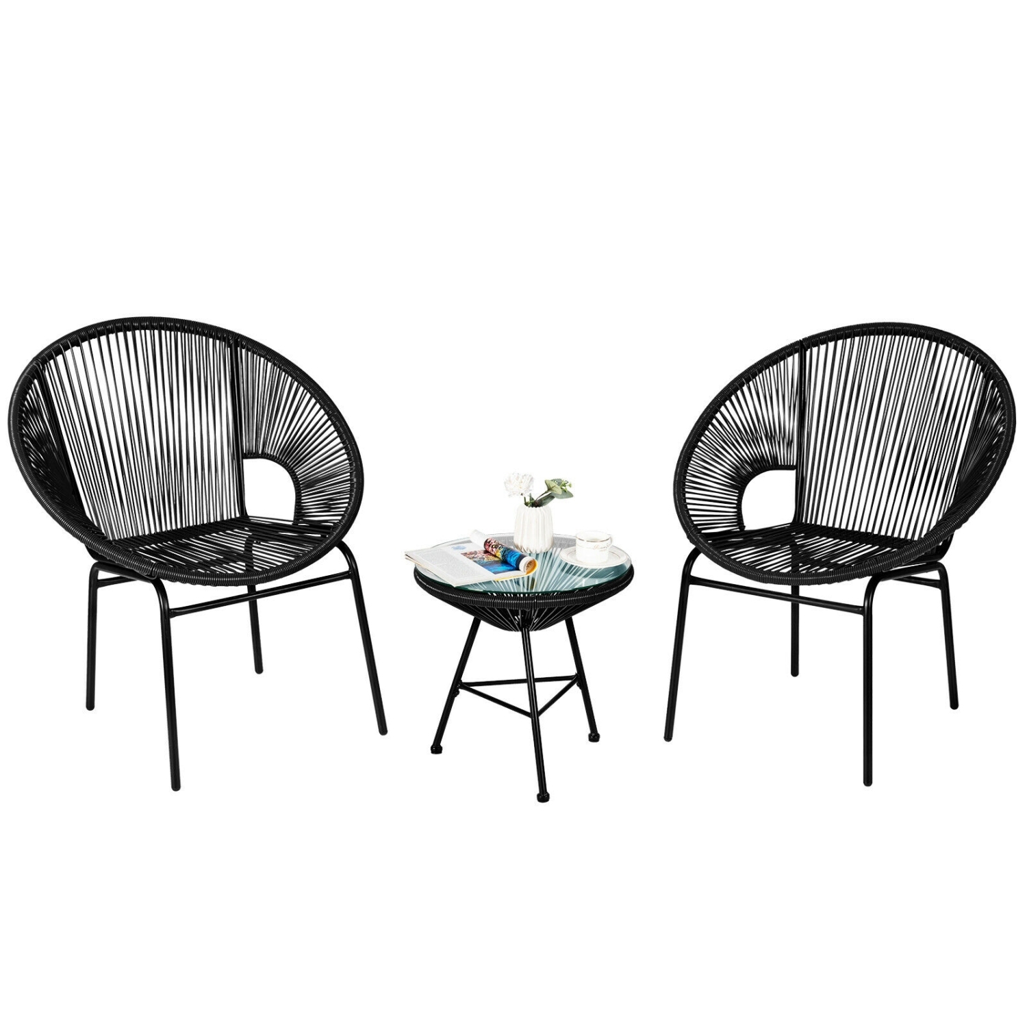 3-Piece Acapulco Furniture Set for Patio - Stylish Bistro Set with Glass Table