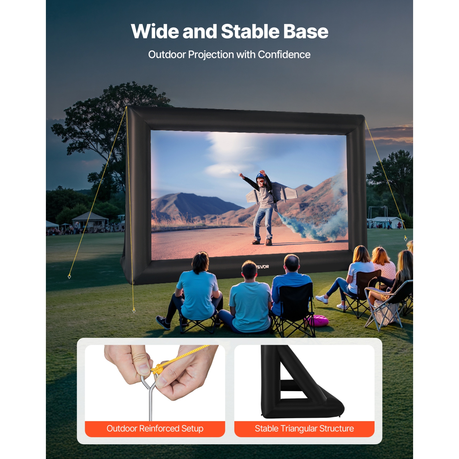 VEVOR 20FT Inflatable Projector Screen,Inflatable Movie Screen Outdoor with 250W Air Blower Projector Screen Oxford Fabric Material Blow Up Screen