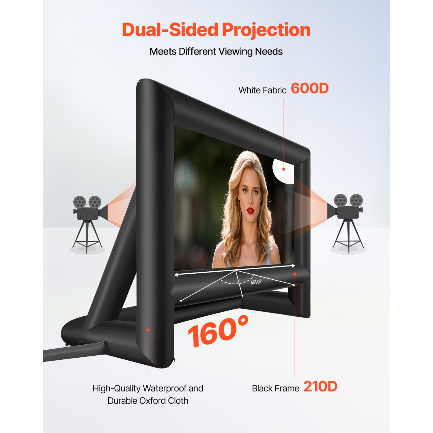 VEVOR 18FT Inflatable Movie Screen, Inflatable Projector Screen with Portable Storage Bag, 16:9 Easy Set Up Movie Projection for Outdoor Backyard,