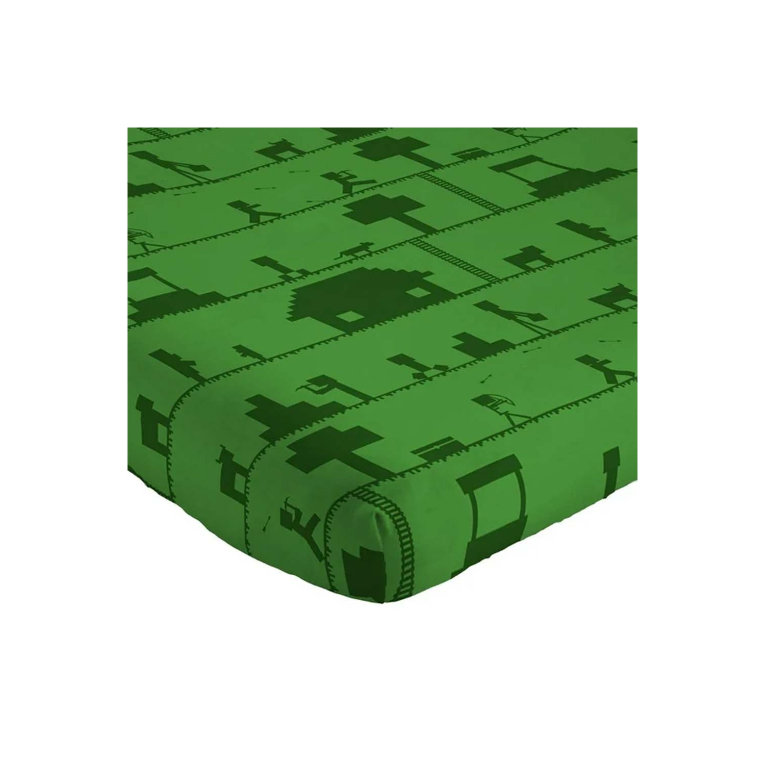 Ensemble de draps 4 pièces pour enfants Minecraft Icon Adventure - Drap plat, drap-housse et 2 taies d'oreiller