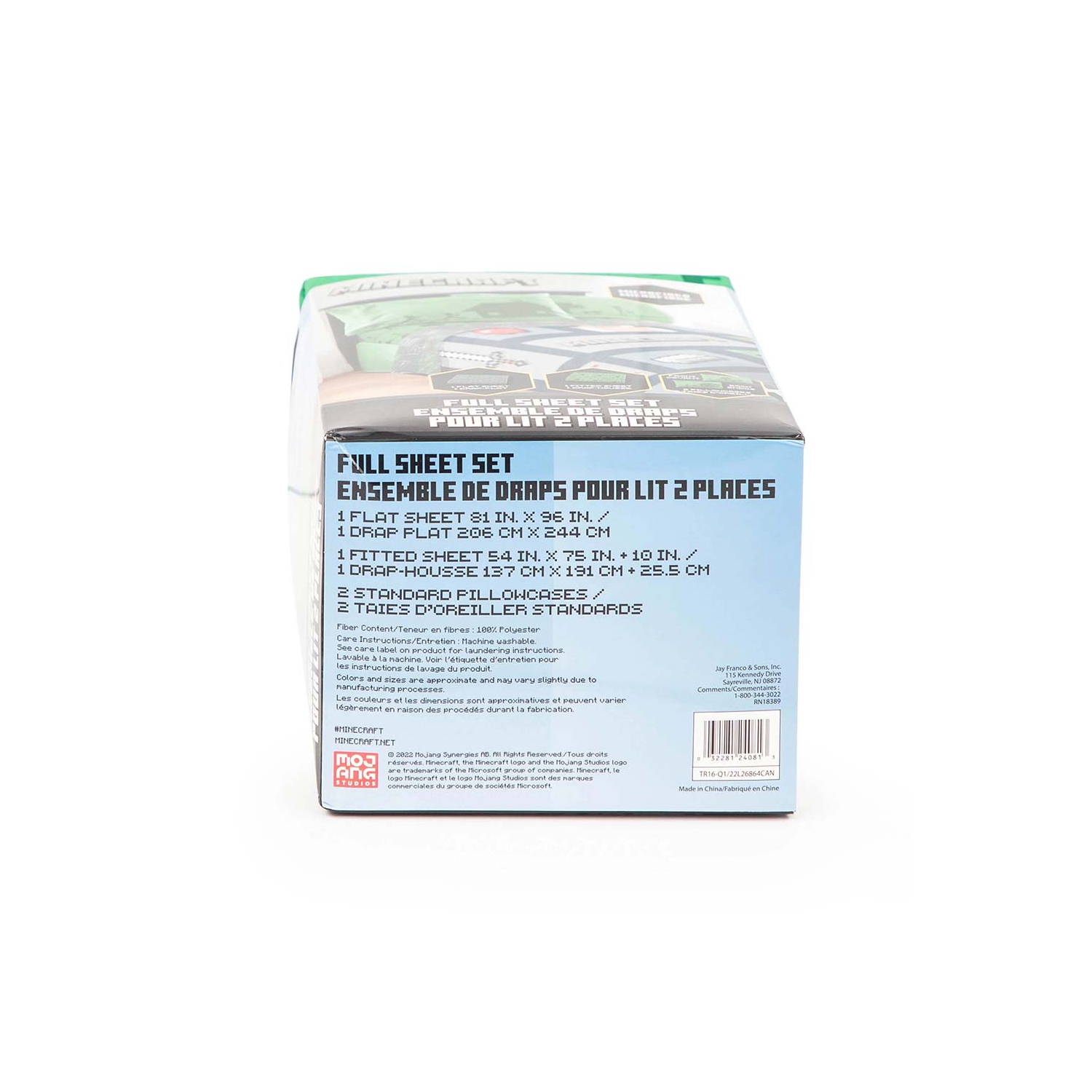 Ensemble de draps 4 pièces pour enfants Minecraft Icon Adventure - Drap plat, drap-housse et 2 taies d'oreiller