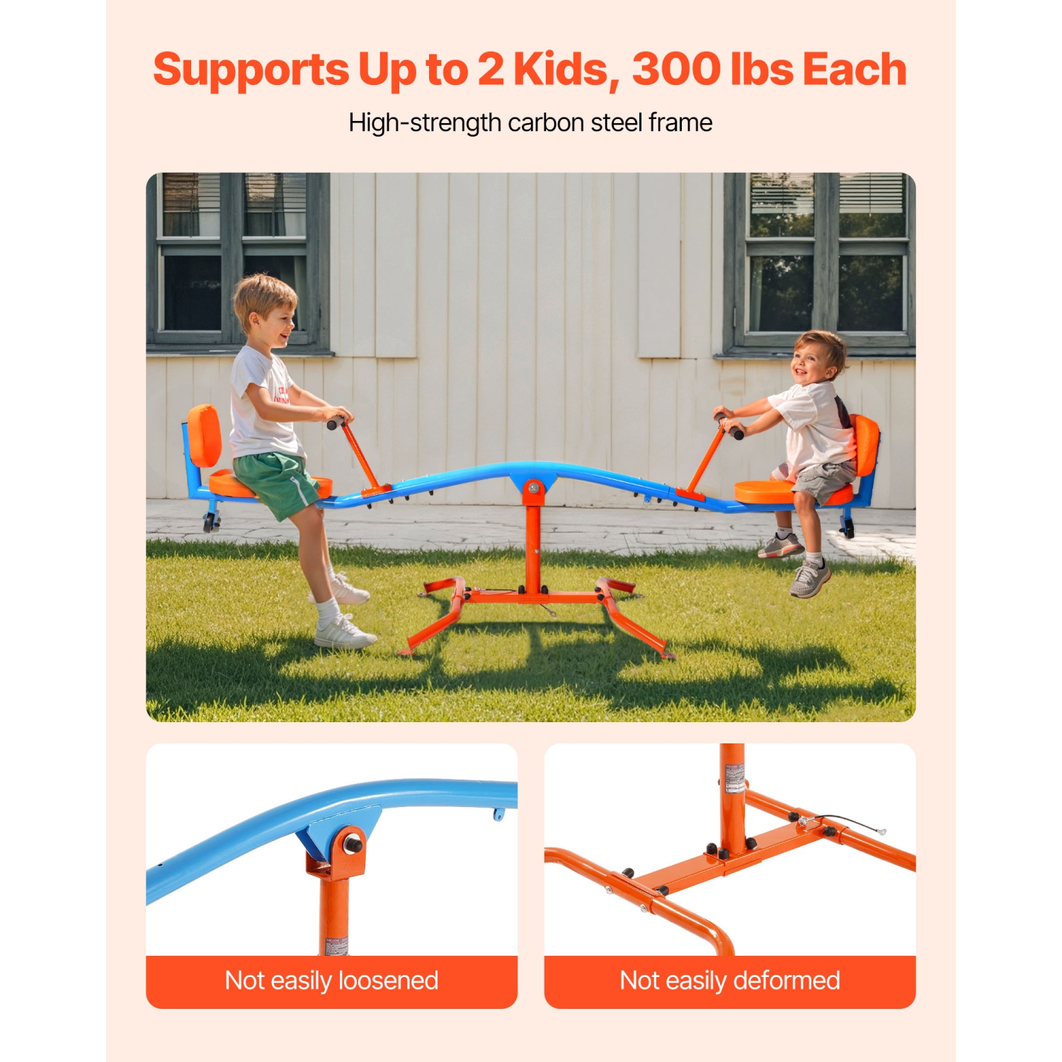 VEVOR 300 lbs Load Kids Seesaw,Sit and Spin Teeter Totter with Easy-Grip Handles,Kids Outdoor Playground Equipment,Outside Toys,Swiveling 360 Degrees