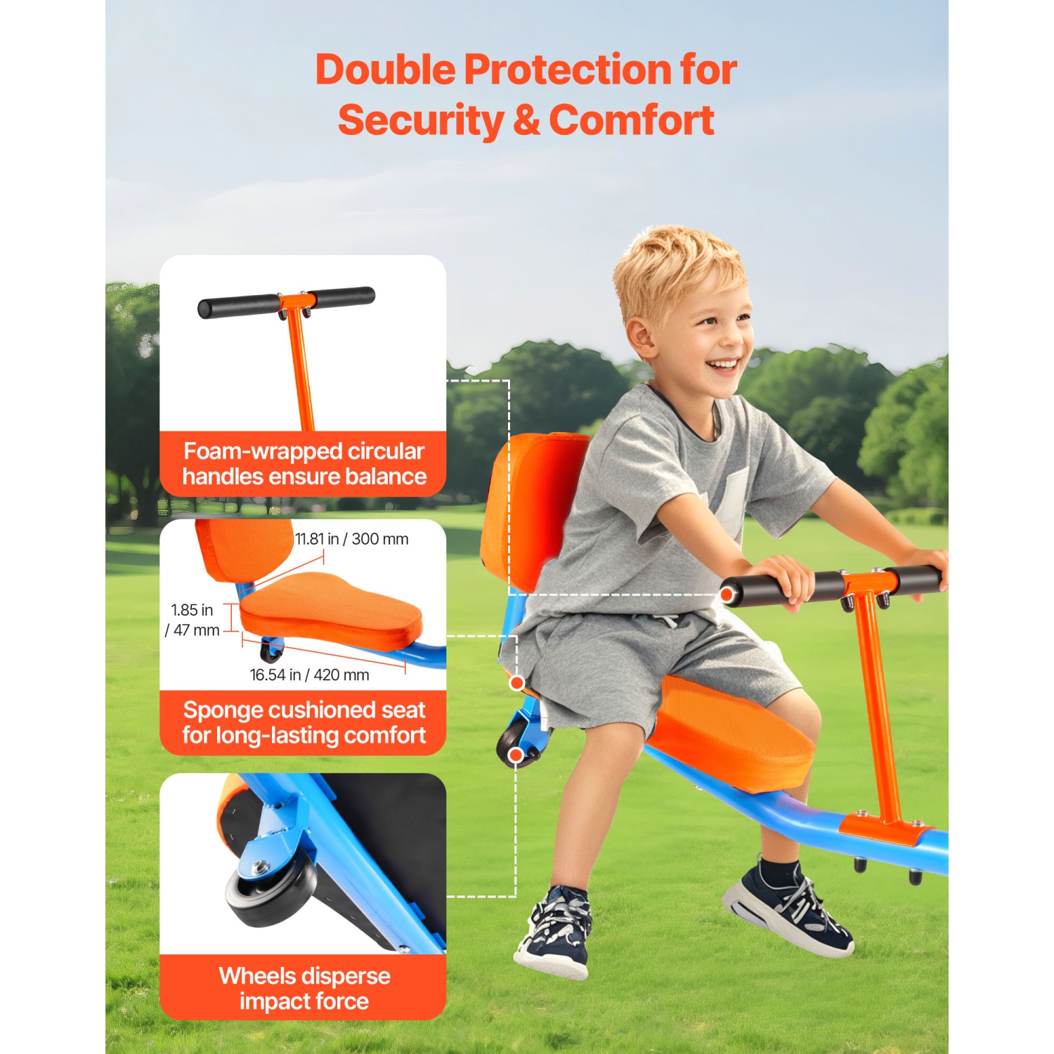 VEVOR 300 lbs Load Kids Seesaw,Sit and Spin Teeter Totter with Easy-Grip Handles,Kids Outdoor Playground Equipment,Outside Toys,Swiveling 360 Degrees
