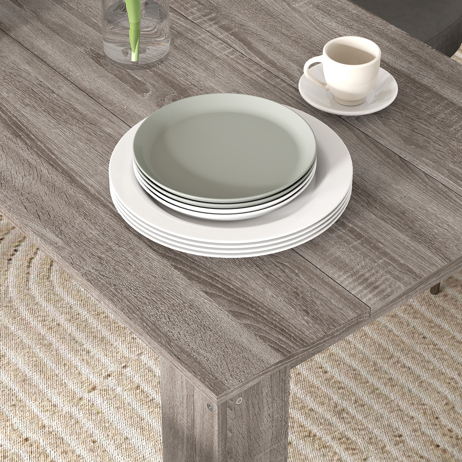 HOMCOM 47" Dining Table for 4-6 People, Modern Rectangular Kitchen Table with Wood Effect for Dining Room, Living Room, Light Grey