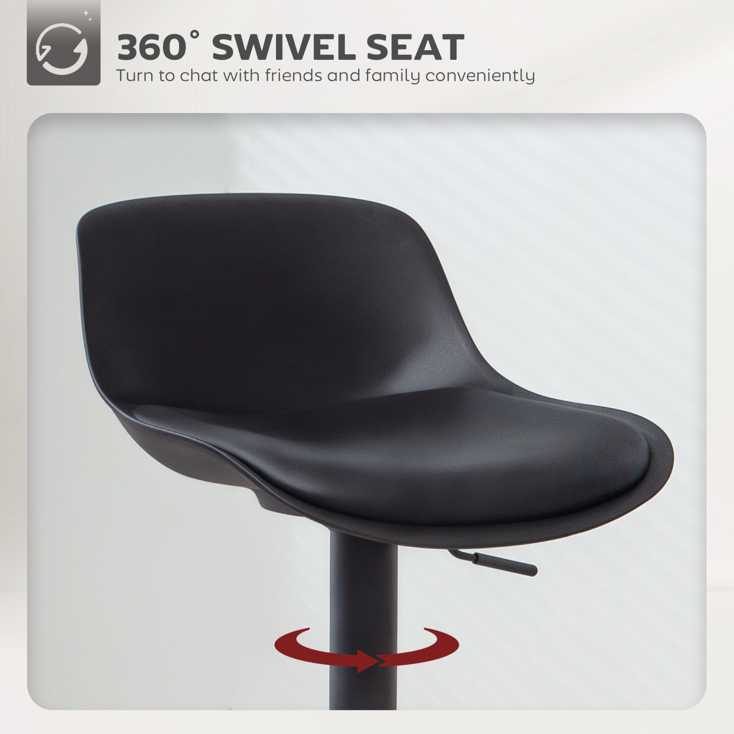 HOMCOM – Ensemble de 2 tabourets de bar profilés à hauteur de comptoir avec siège pivotant et hauteur réglable, chaises de bar en cuir PU avec