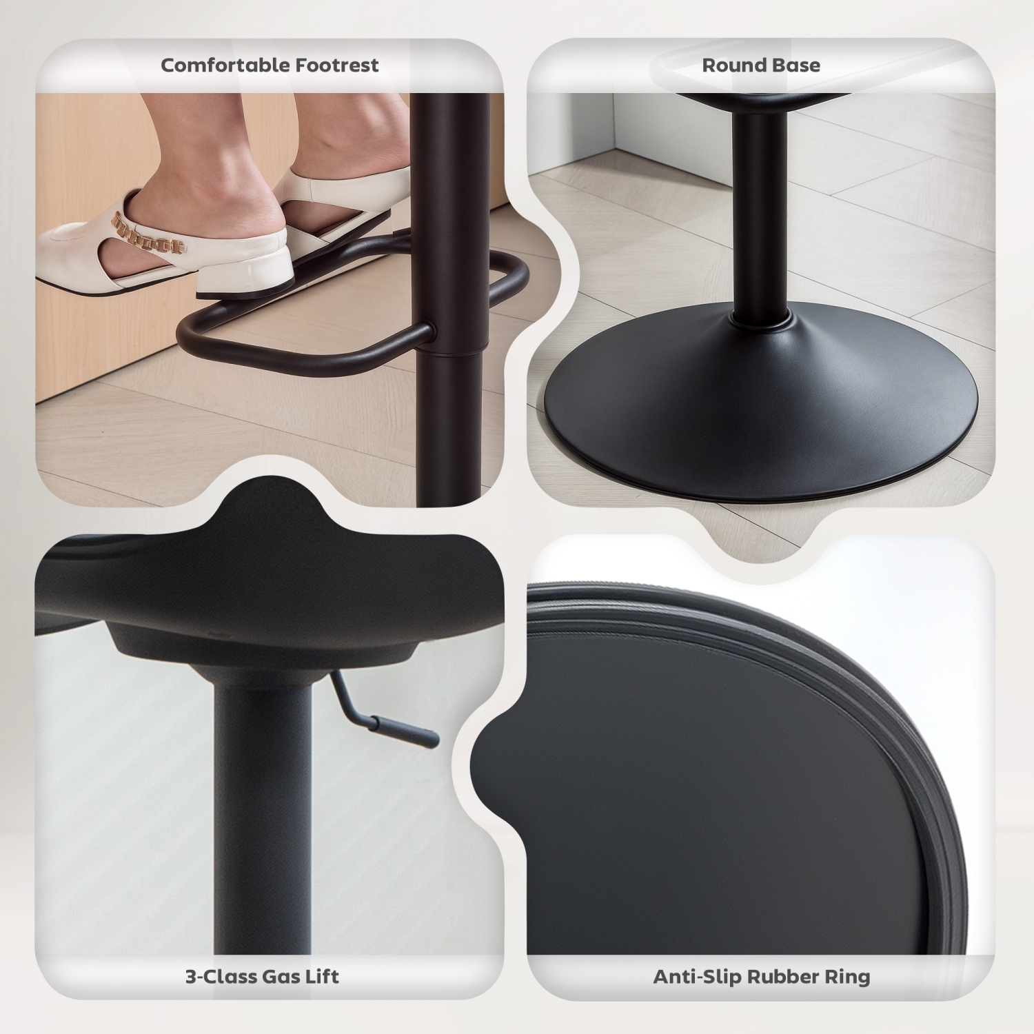 HOMCOM – Ensemble de 2 tabourets de bar profilés à hauteur de comptoir avec siège pivotant et hauteur réglable, chaises de bar en cuir PU avec