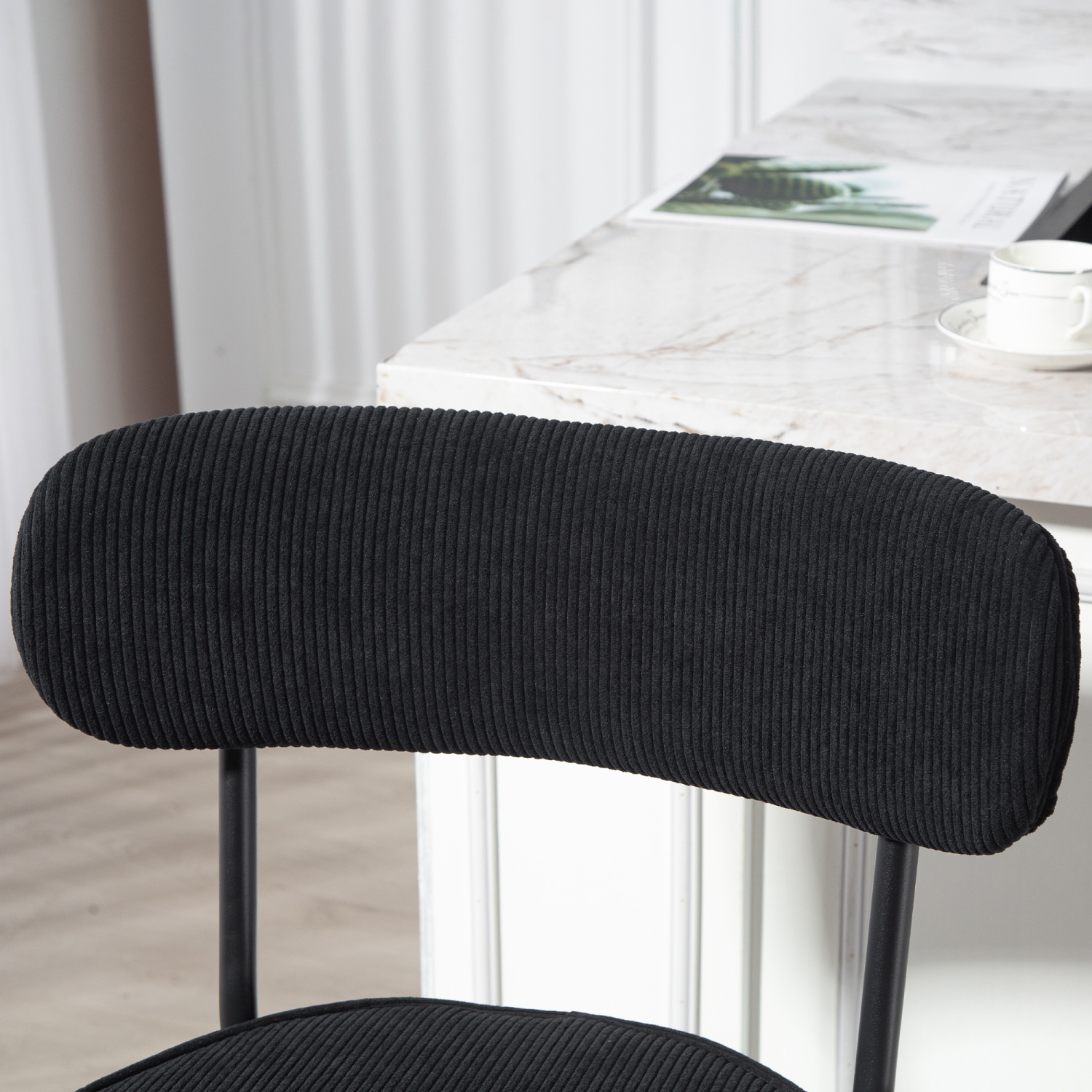 HOMCOM – Ensemble de 2 tabourets de bar de 27&nbsp;po à hauteur de comptoir avec dossier et repose-pieds, chaises de bar modernes en velours côtelé