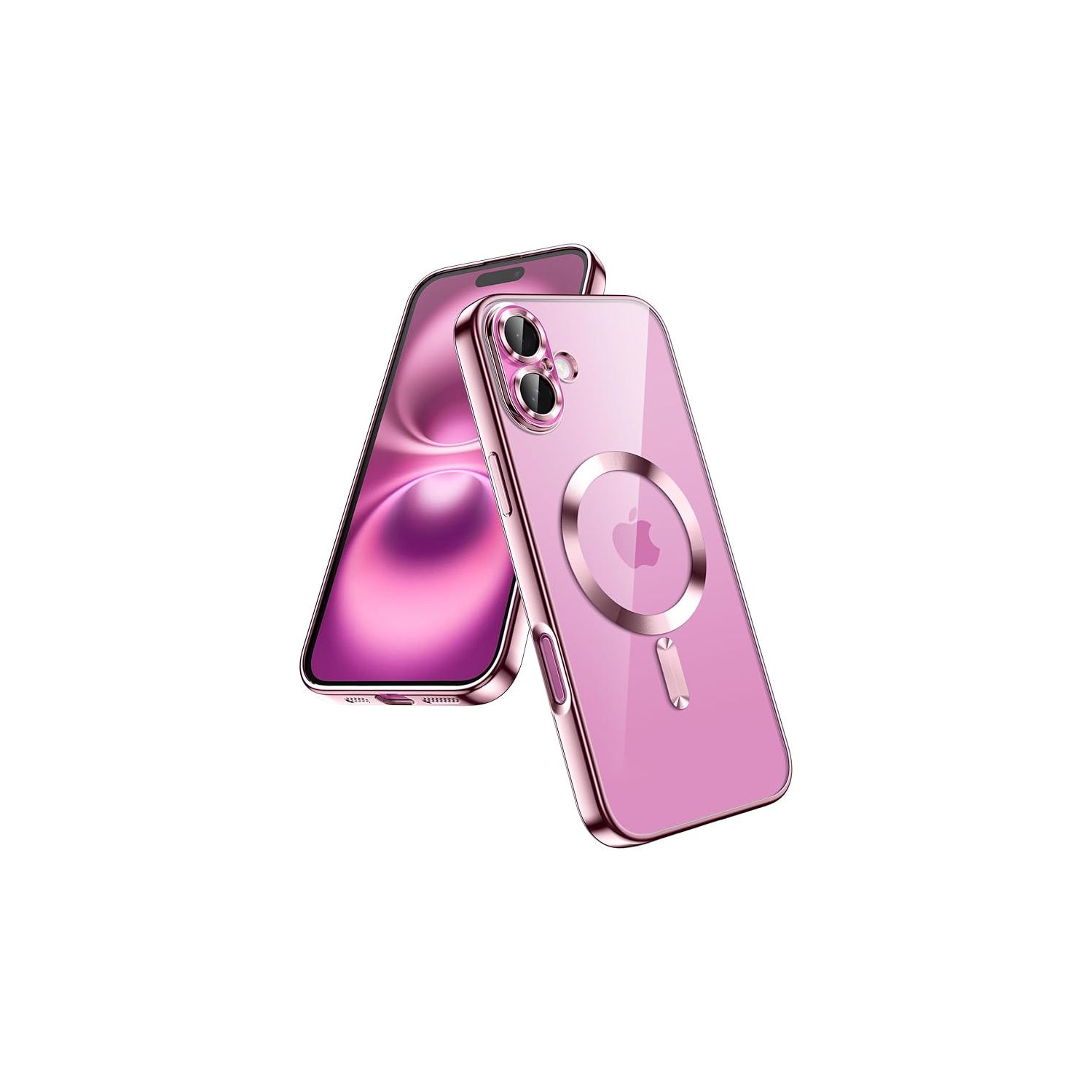 Étui magnétique Tasnim pour iPhone 16 Plus de 6,7&nbsp;po compatible avec chargement sans fil MagSafe, couvercle antichoc, dos transparent antirayure