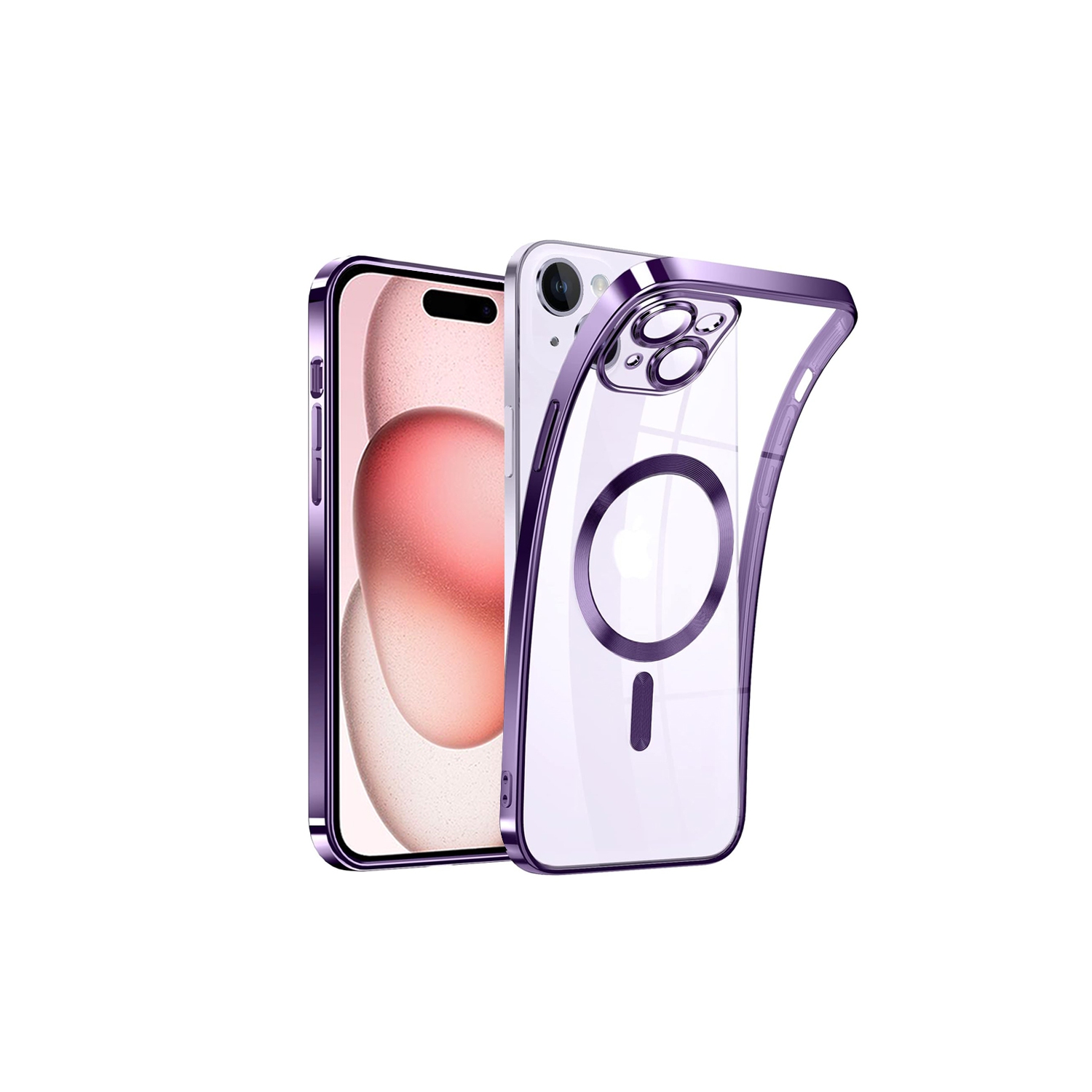 Étui magnétique Tasnim pour iPhone 16 Plus de 6,7&nbsp;po compatible avec chargement sans fil MagSafe, couvercle antichoc, dos transparent antirayure