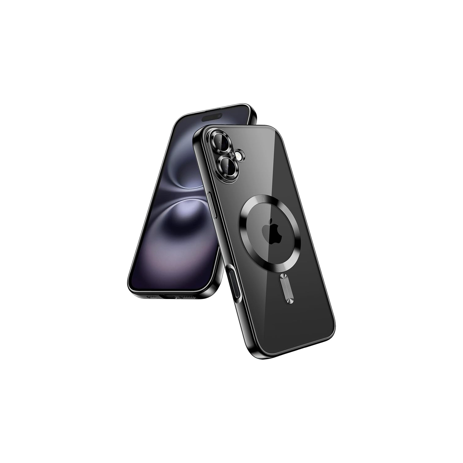 Étui magnétique Tasnim pour iPhone 16 Plus de 6,7&nbsp;po compatible avec chargement sans fil MagSafe, couvercle antichoc, dos transparent antirayure