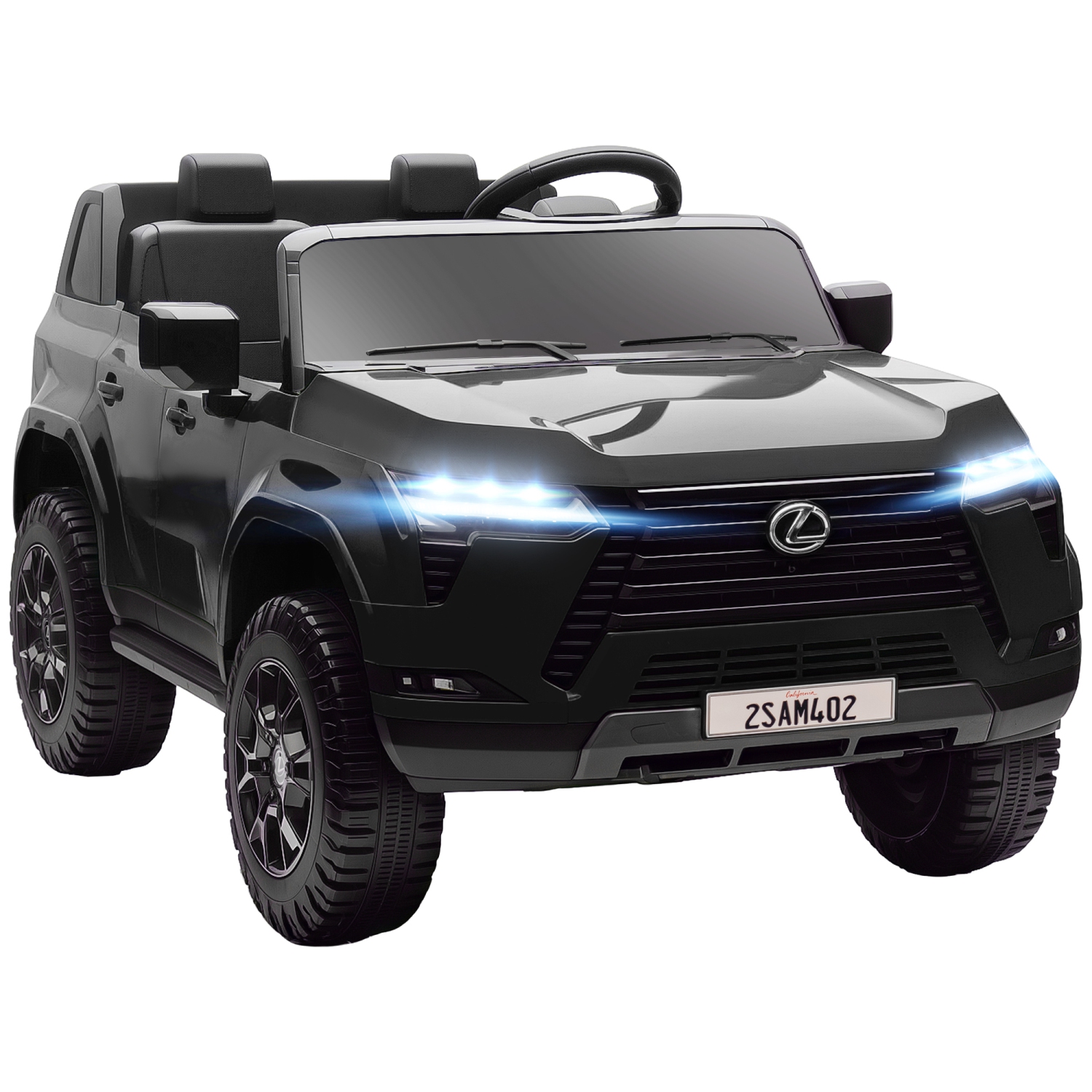 Qaba 2 Seater Electric Car for Kids, 12V 7AH Lexus GX550 Licensed Battery Powered Ride On Car with Remote Control, 4 Wheel Suspension System, USB,