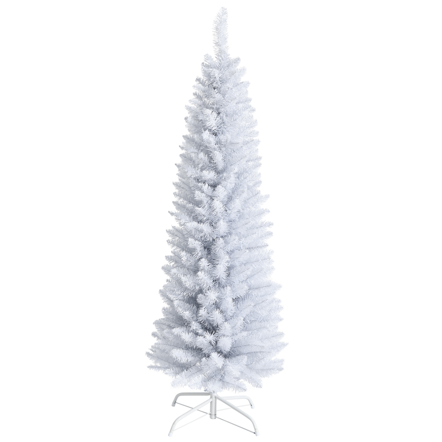 Arbre de Noël artificiel mince avec branches en PVC, support en métal pliant