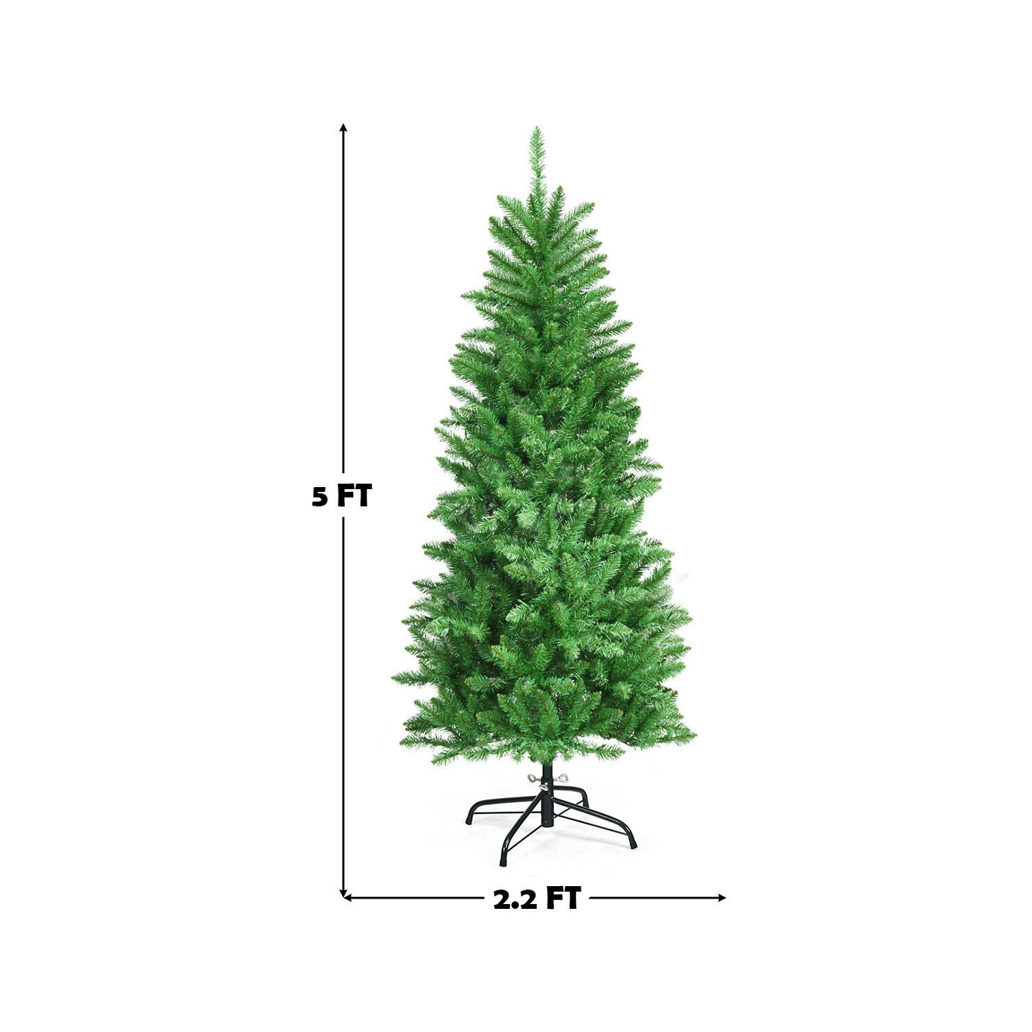 Arbre de Noël mince de 5 pi – Sapin artificiel illuminé avec 150 lumières