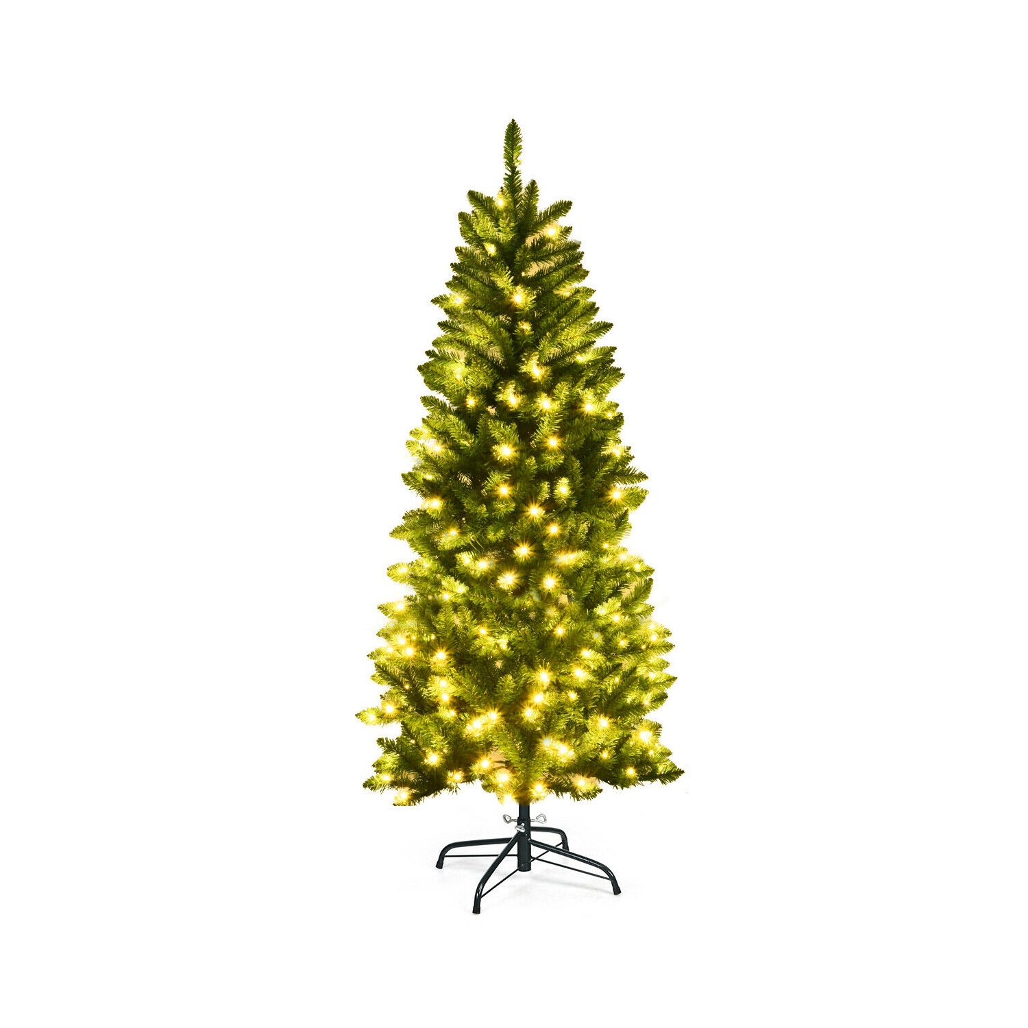 Arbre de Noël mince de 5 pi – Sapin artificiel illuminé avec 150 lumières