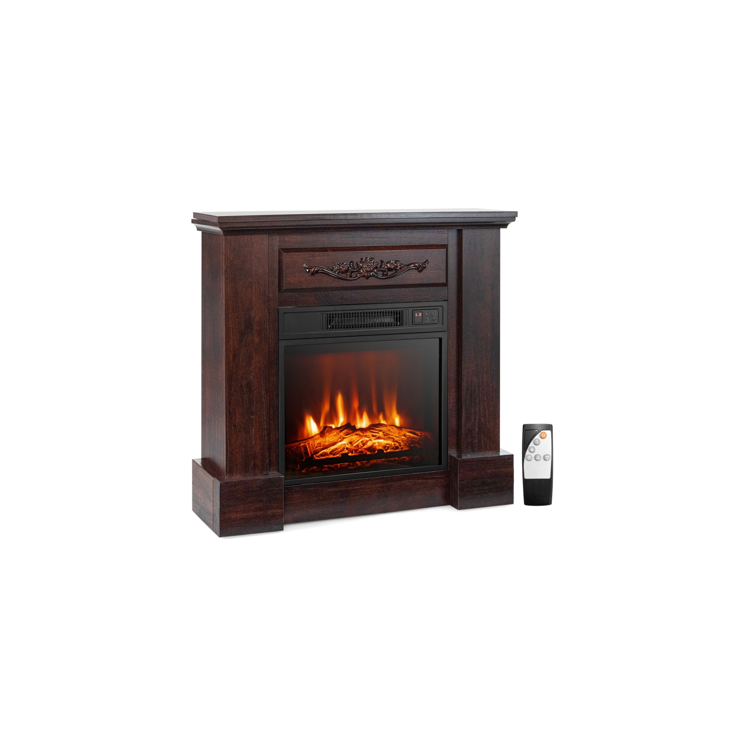 Meuble pour téléviseur avec foyer électrique de 1400&nbsp;W avec télécommande pour décorer le salon