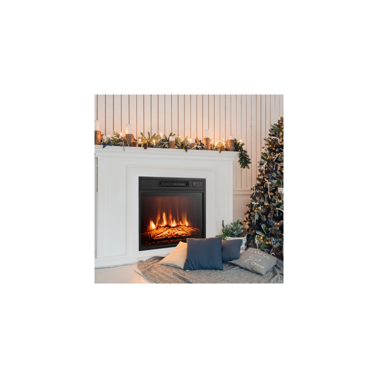 Foyer électrique avec flamme LED réglable et télécommande