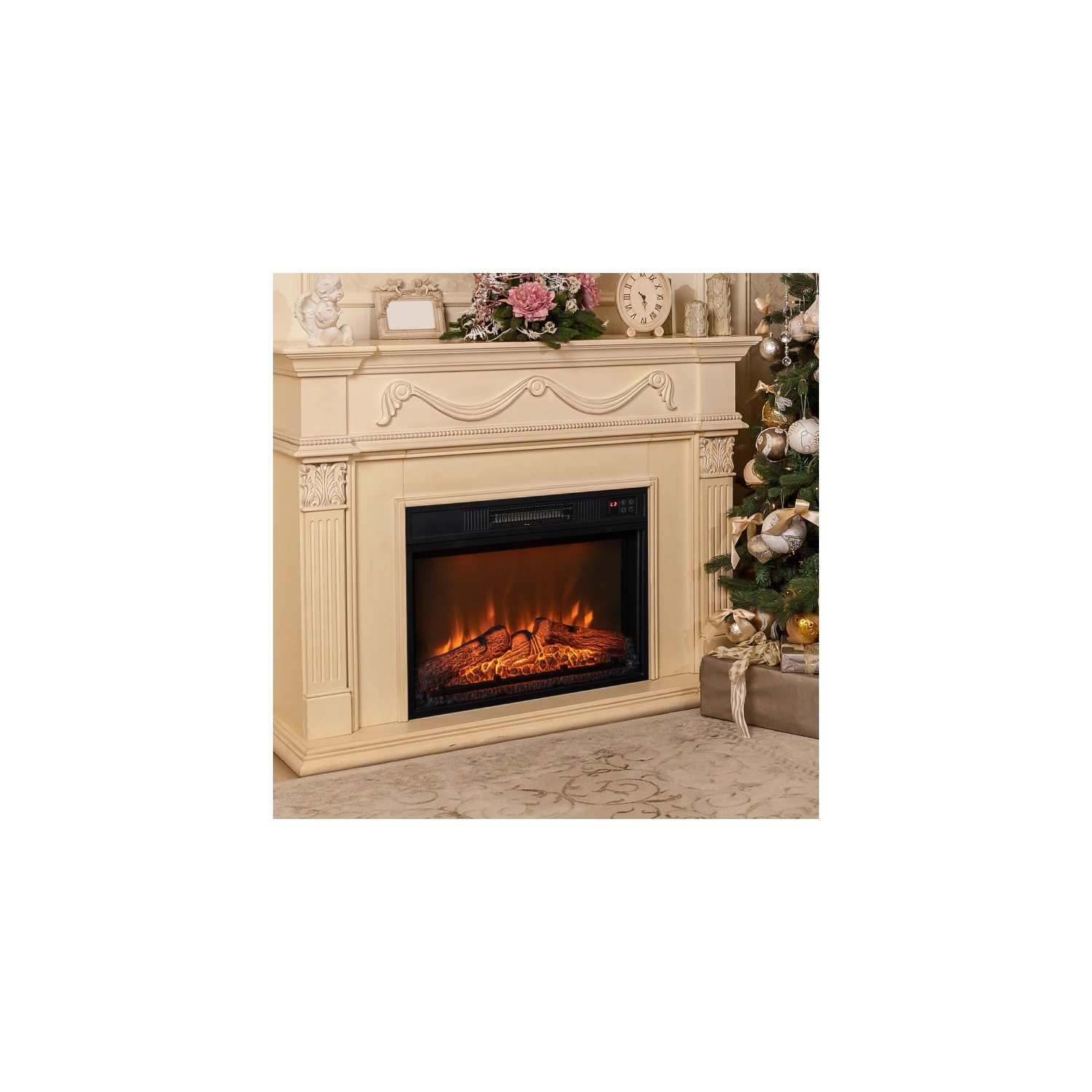 Foyer électrique encastré avec flamme LED et luminosité réglable