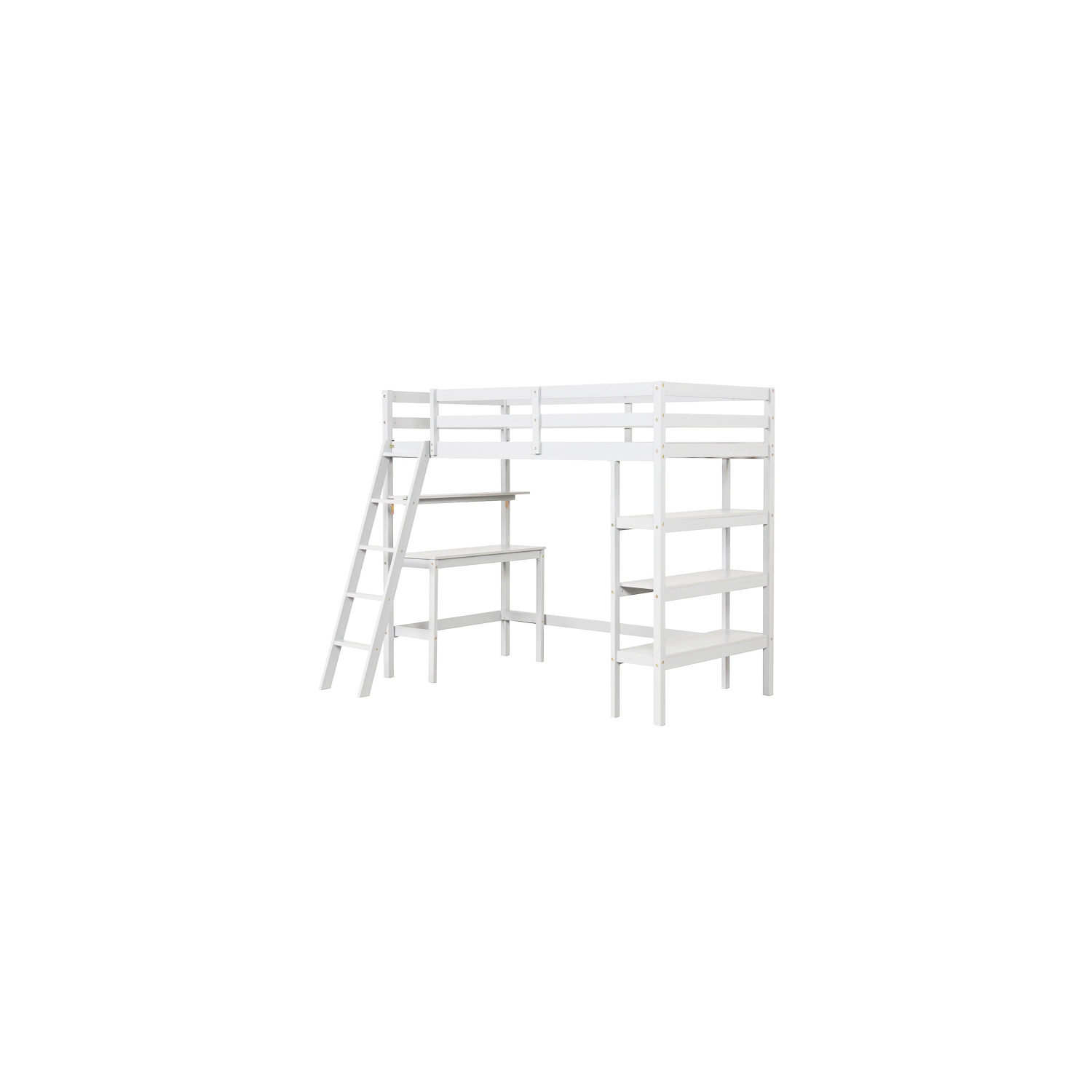 Lit mezzanine avec bureau et étagères pour la chambre des enfants et des adolescents