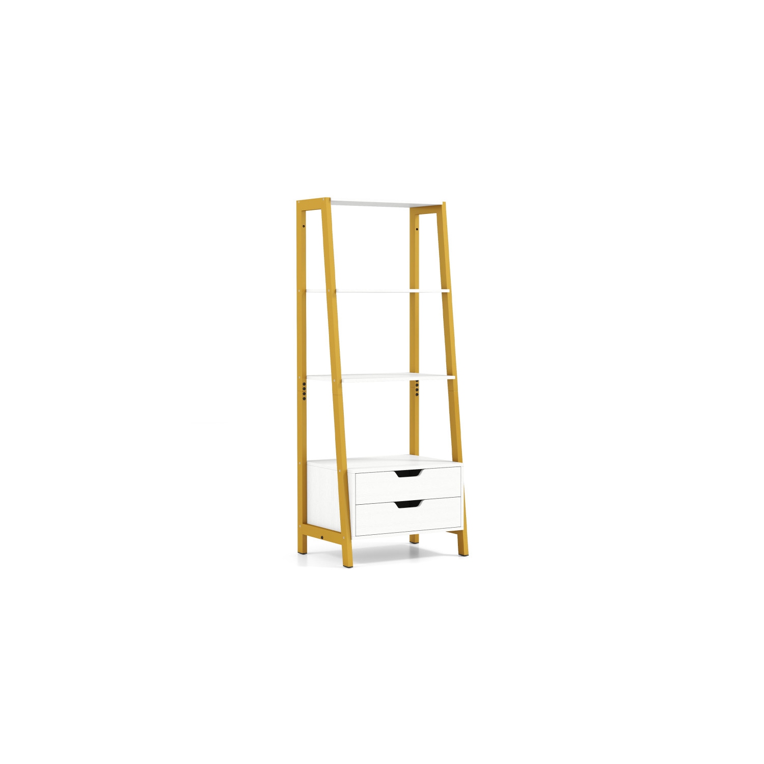 Freestanding 4-Tier Ladder Shelf – Tall 52.5 Inch Bookcase with Drawers