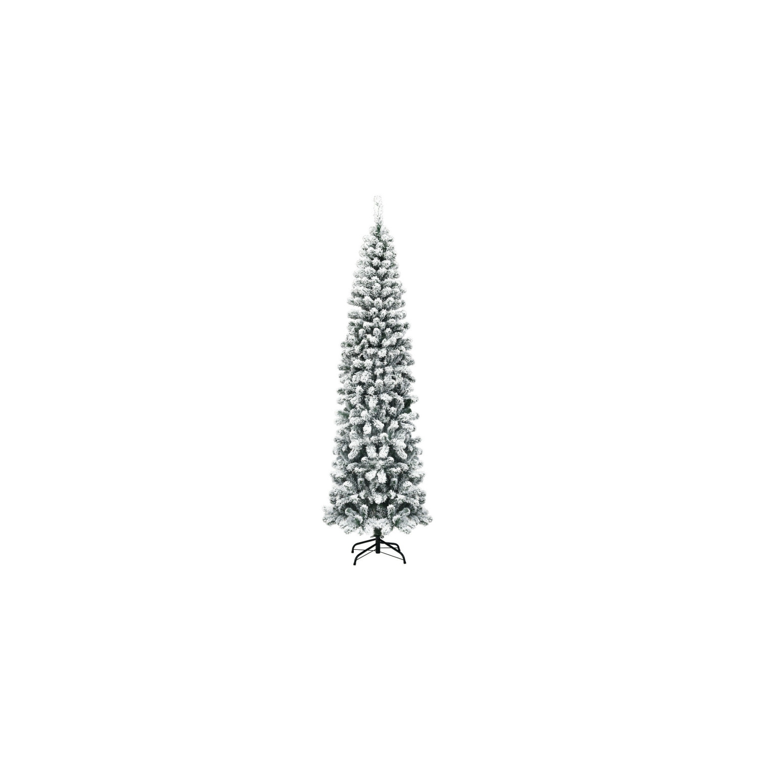 Compact Snow Flocked Pencil Christmas Tree with 641 Hinged Tips