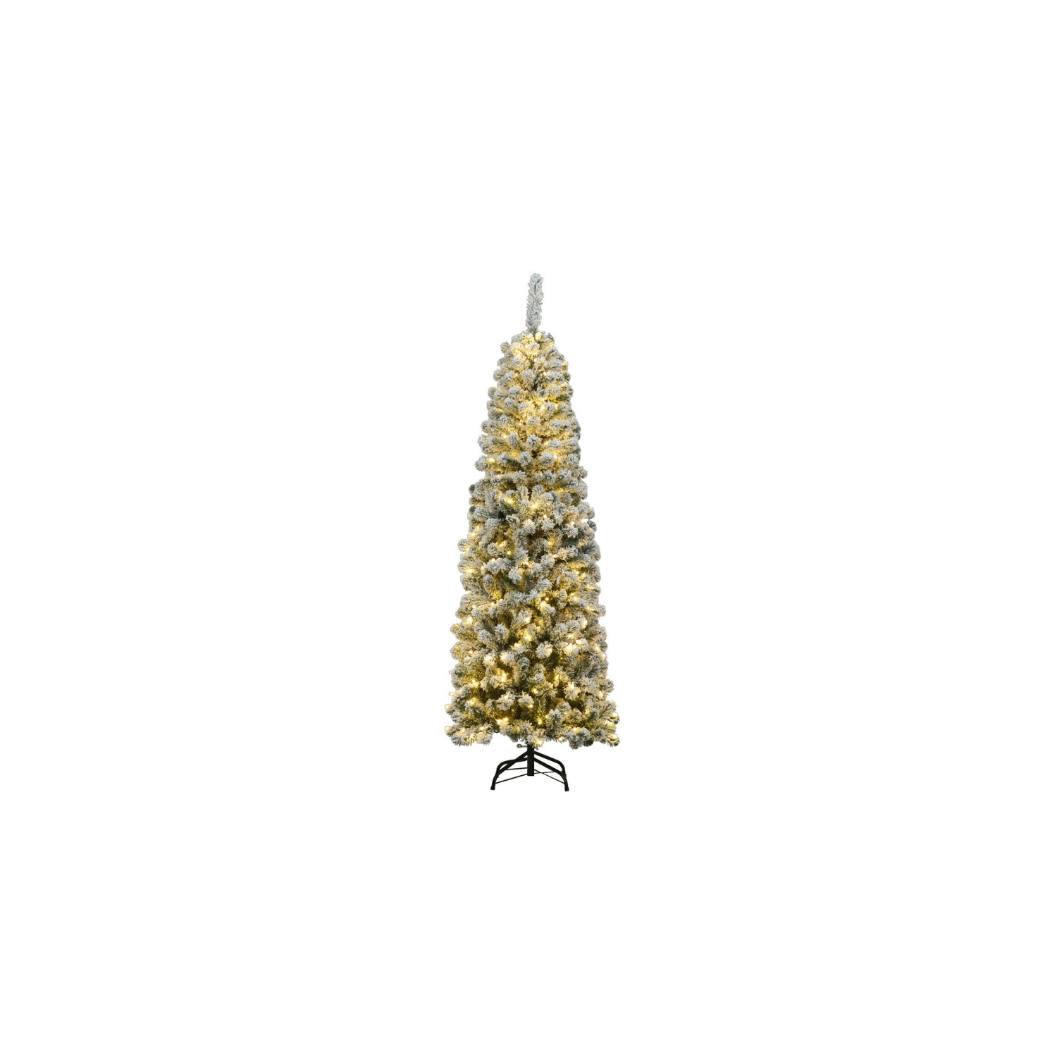 Snow Flocked Pre-Lit Artificial Pencil Christmas Tree with 250 Lights