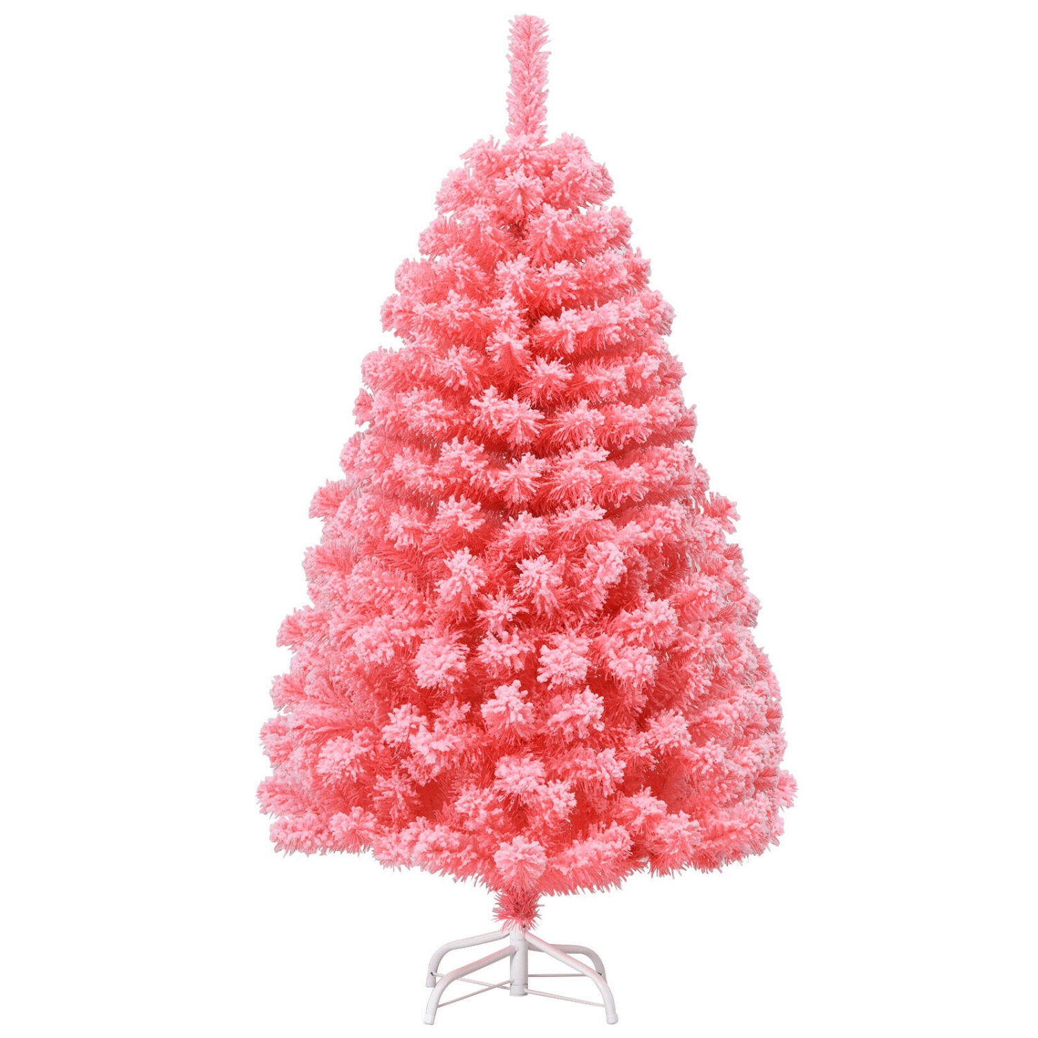 Arbre de Noël floqué avec embouts en PVC et support en métal robuste