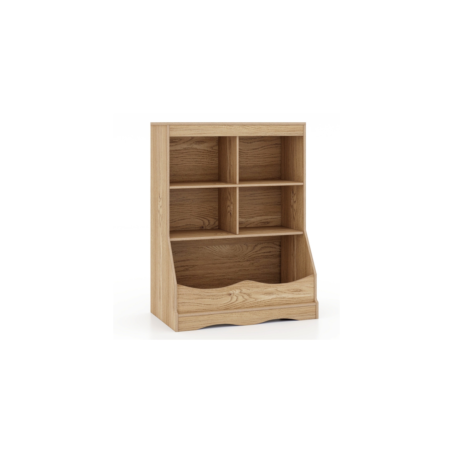 Kids 3-Tier Bookcase with Storage Bins and Multi-Functional Cabinet