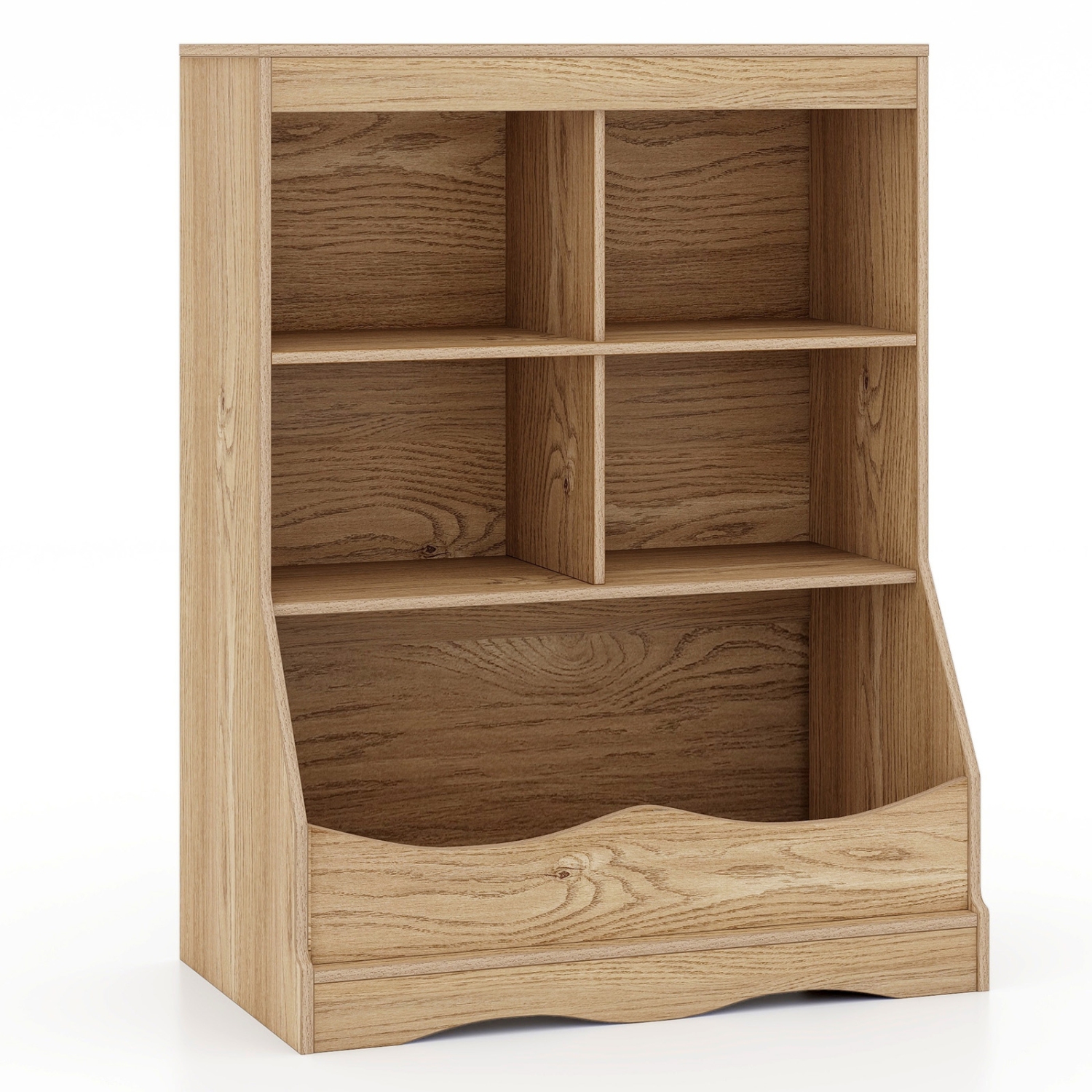 Kids 3-Tier Bookcase with Storage Bins and Multi-Functional Cabinet