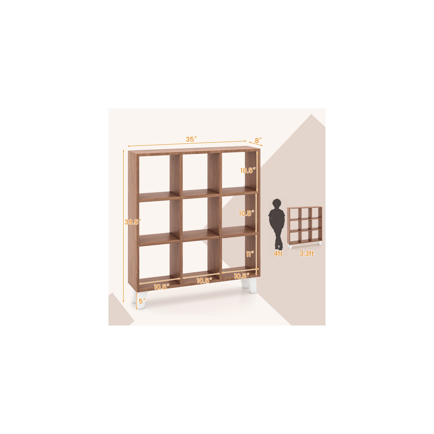 Bibliothèque autonome à 9 cubes – Bibliothèque avec tablettes amovibles et base surélevée