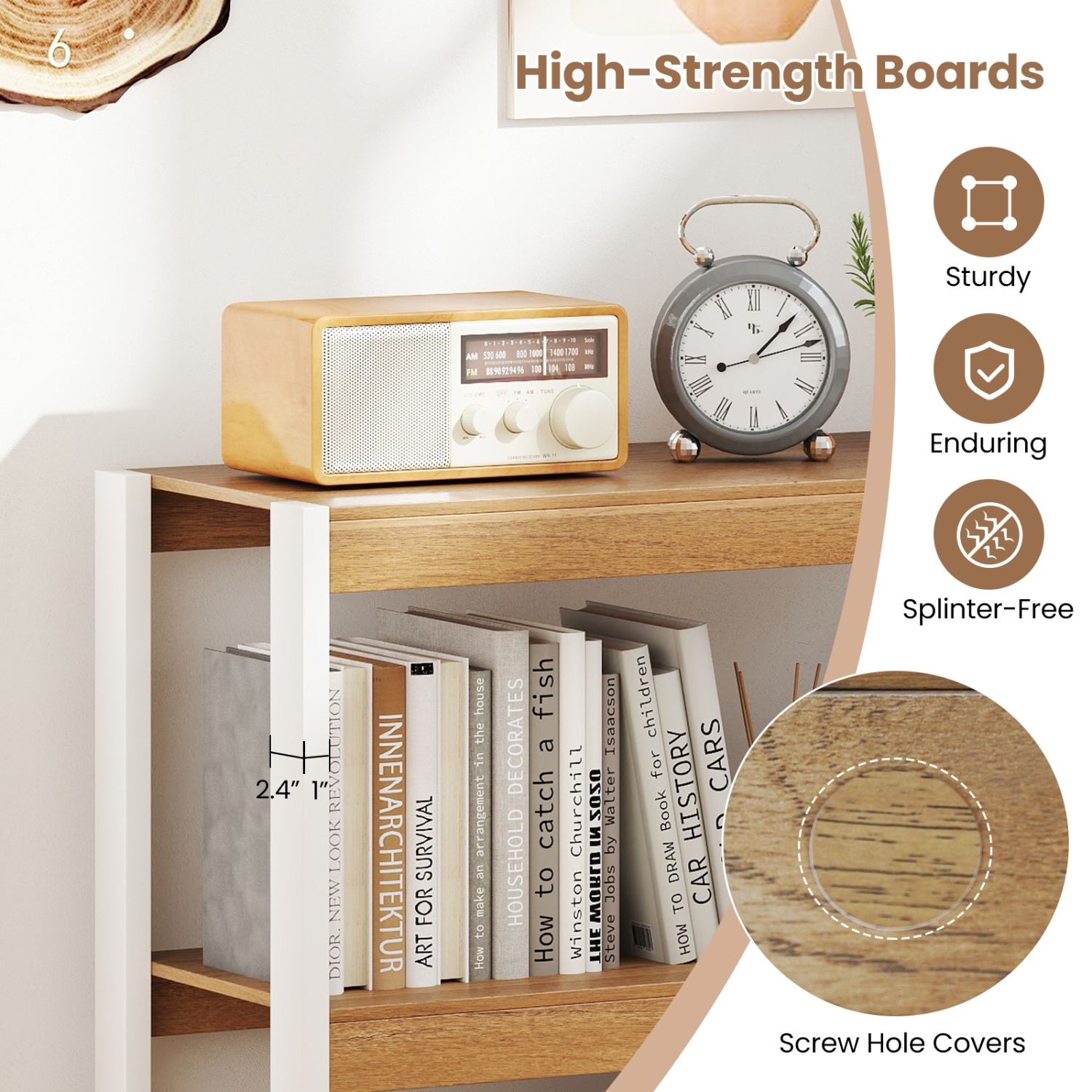 Space-Saving 3-Tier Wooden Bookshelf – Storage Bookcase with Anti-Tipping Kits