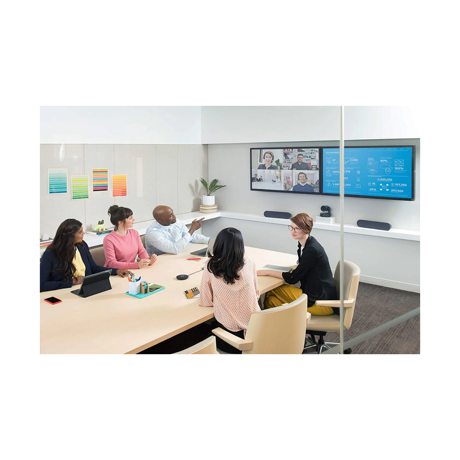 Open Box - Logitech Rally Wall Mountable Speaker System with Echo Cancellation, RightSound Technology, Anti-Vibration Enclosure, Front Room Audio