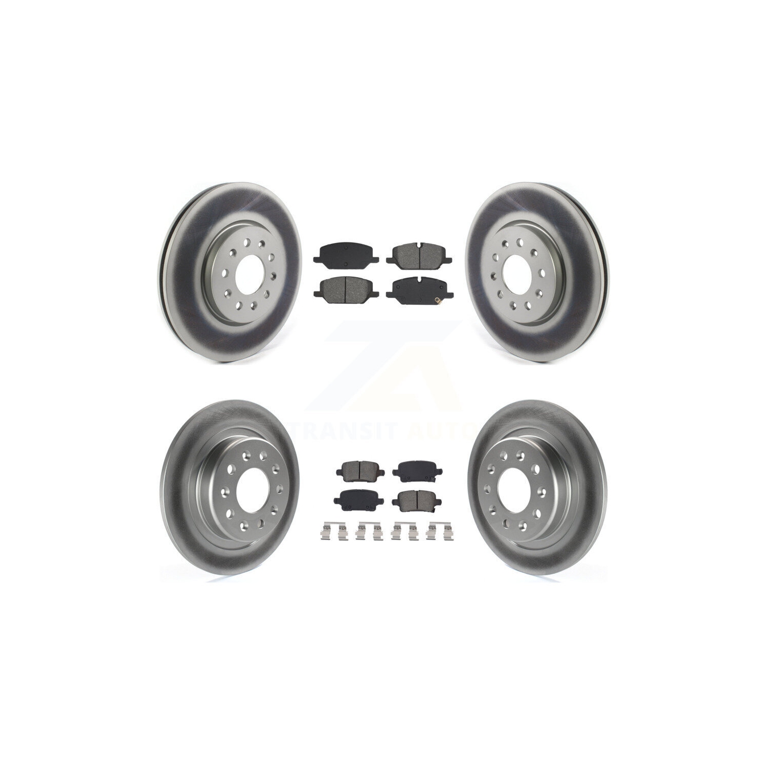 Front Rear Coated Disc Brake Rotors Semi-Metallic Pad Kit For 2020 Chevrolet Equinox 2.0L KGS-103574