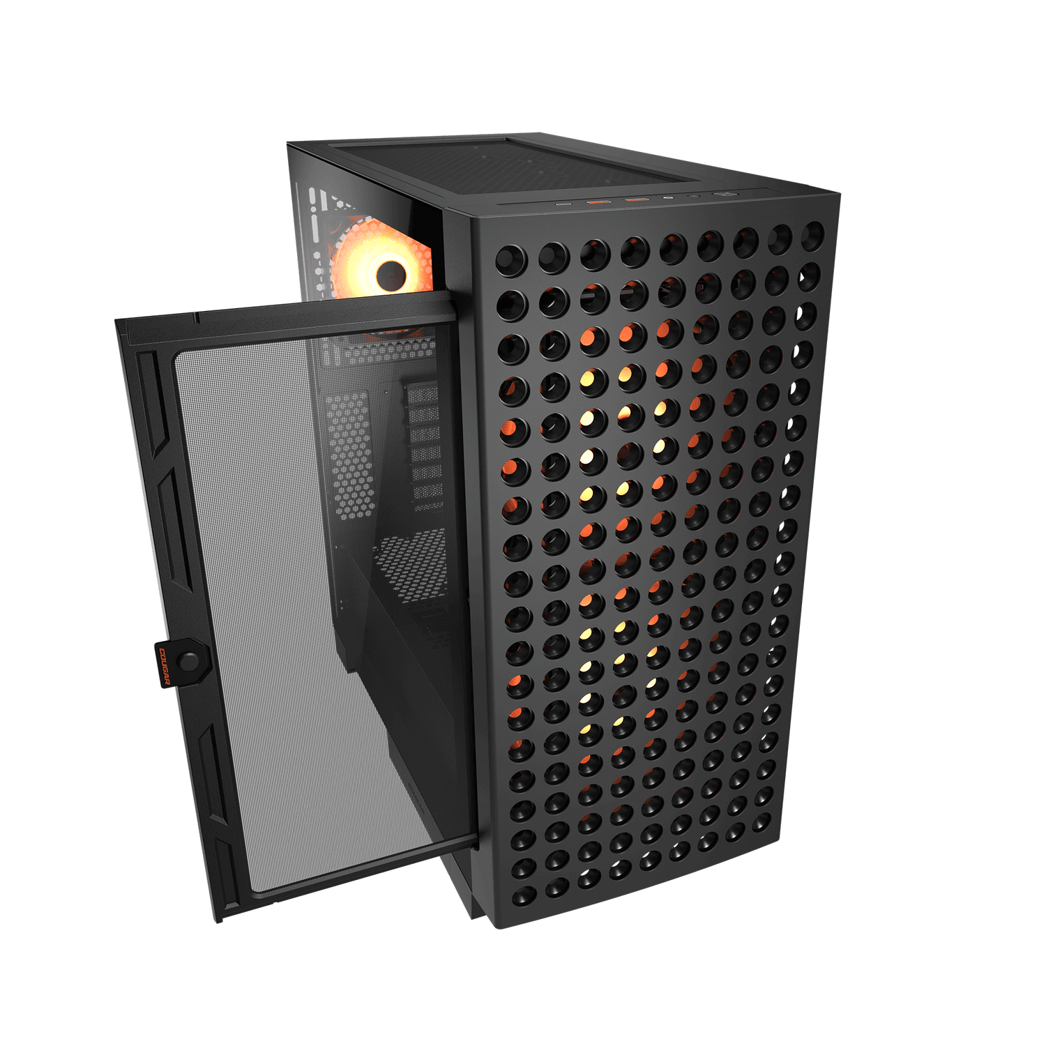 Cougar Airface ECO RGB Mid Tower ATX Computer Case, Tempered Glass Side Panel, 2 x 180mm 1 x 120mm ARGB Fan Pre-Installed, Black