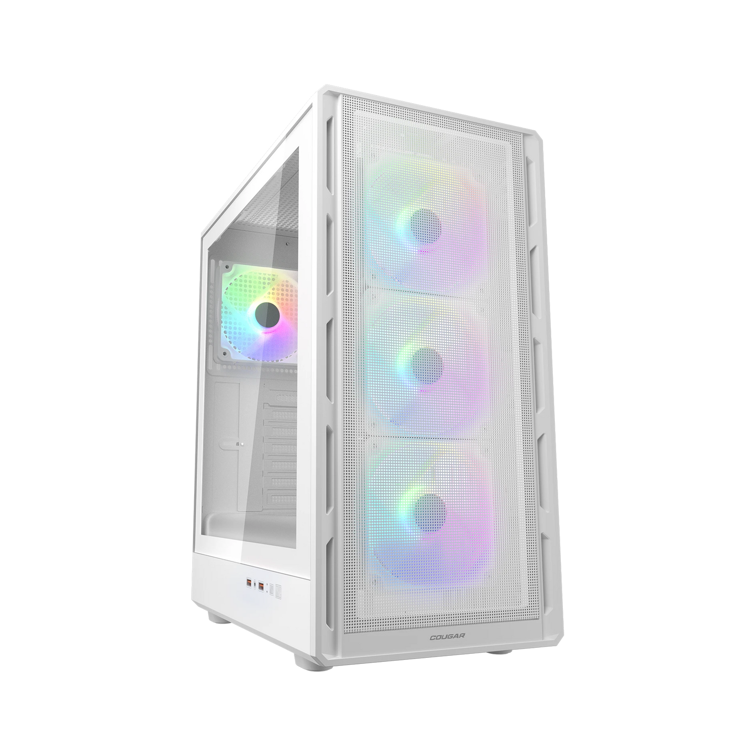 Cougar Airface Pure RGB Mid Tower ATX Computer Case, Tempered Glass Side Panel, 4 x 120mm RGB Fan Pre-Installed, White