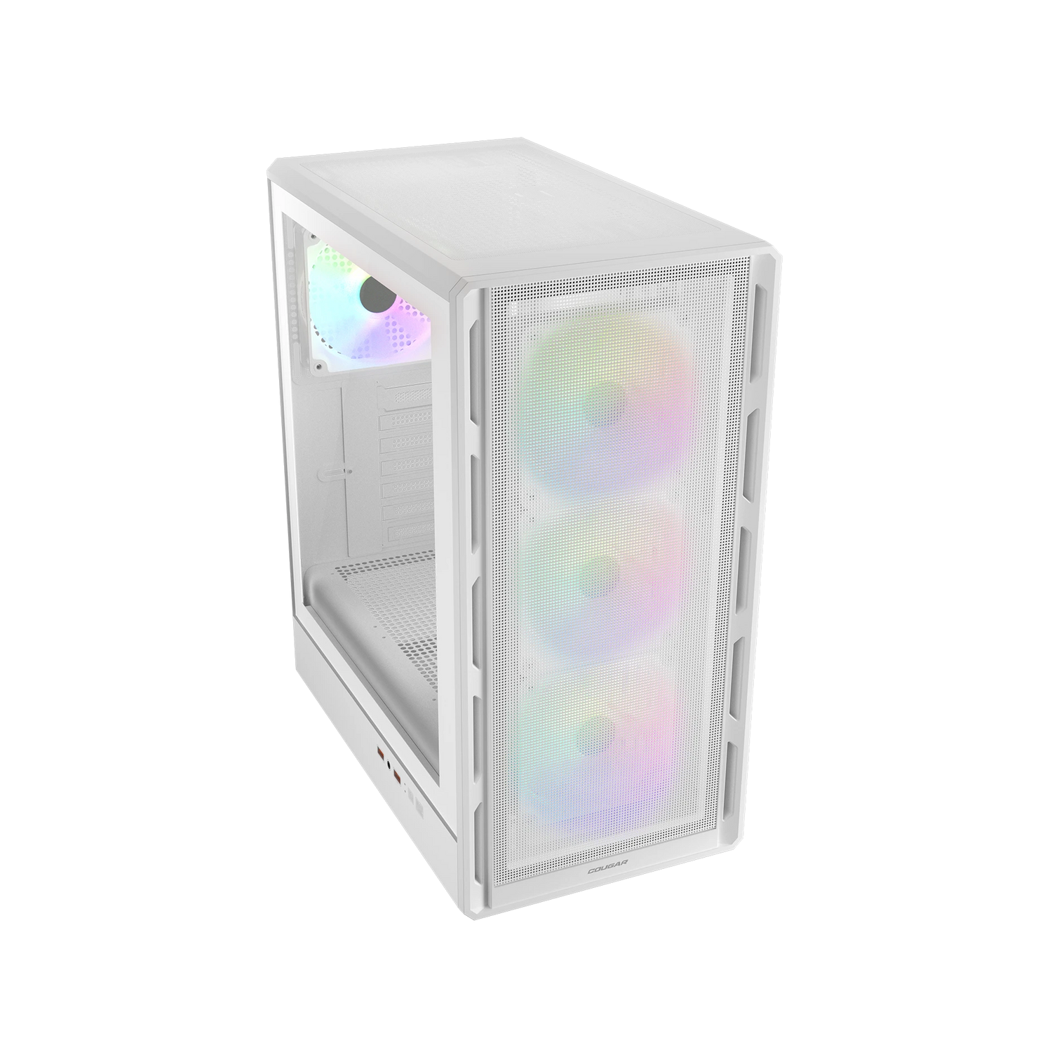 Cougar Airface Pure RGB Mid Tower ATX Computer Case, Tempered Glass Side Panel, 4 x 120mm RGB Fan Pre-Installed, White