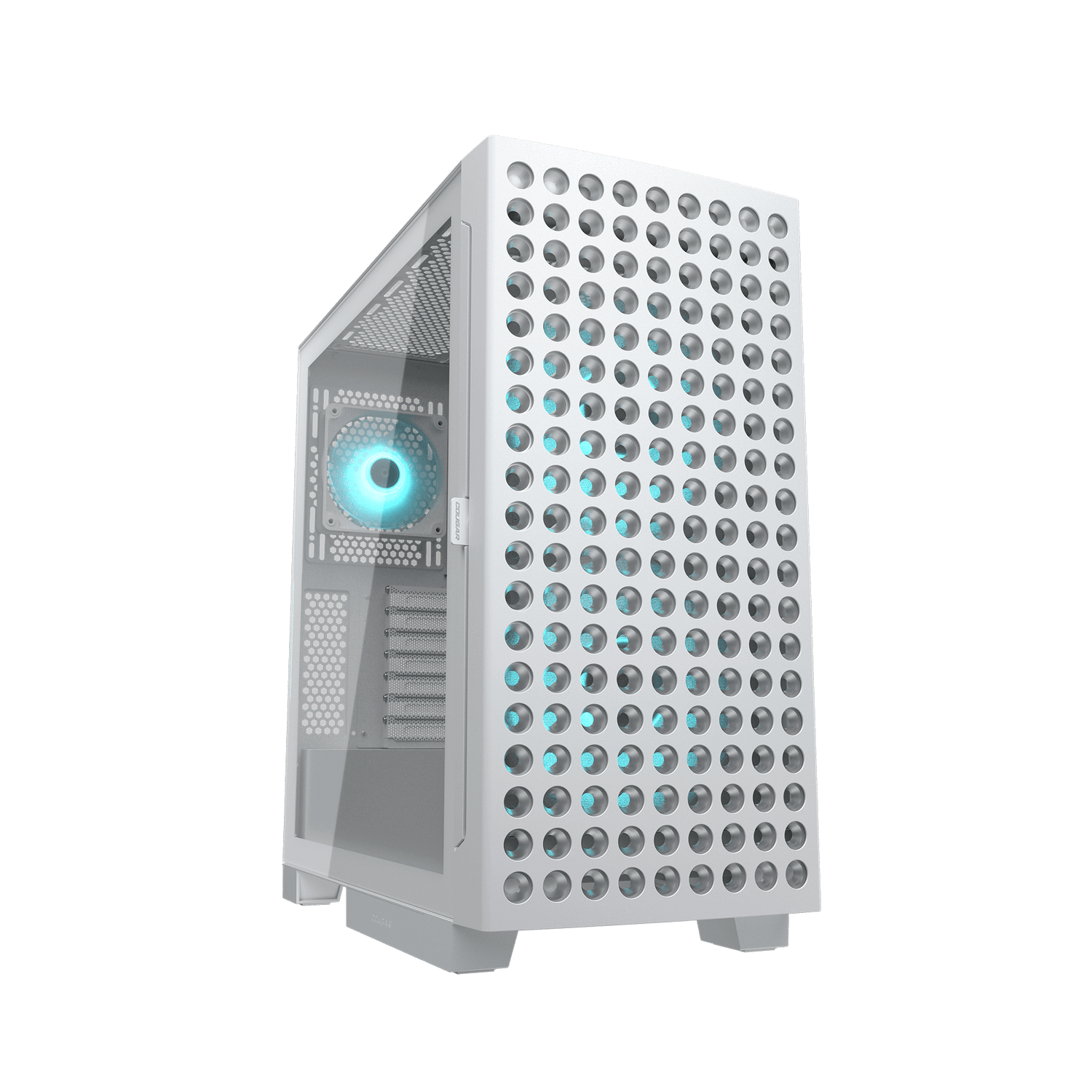 Cougar Airface ECO RGB Mid Tower ATX Computer Case, Tempered Glass Side Panel, 2 x 180mm 1 x 120mm ARGB Fan Pre-Installed, White