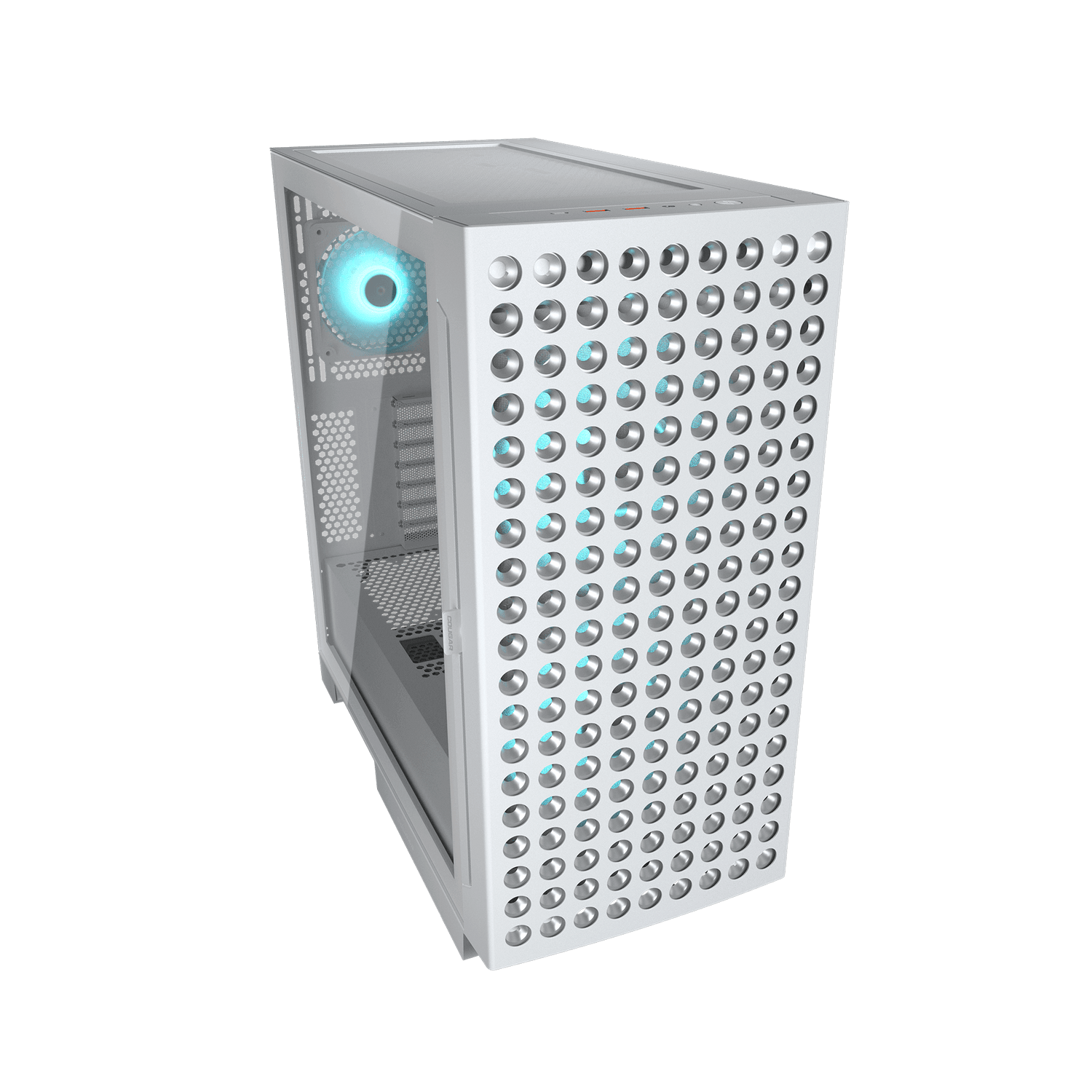 Cougar Airface ECO RGB Mid Tower ATX Computer Case, Tempered Glass Side Panel, 2 x 180mm 1 x 120mm ARGB Fan Pre-Installed, White