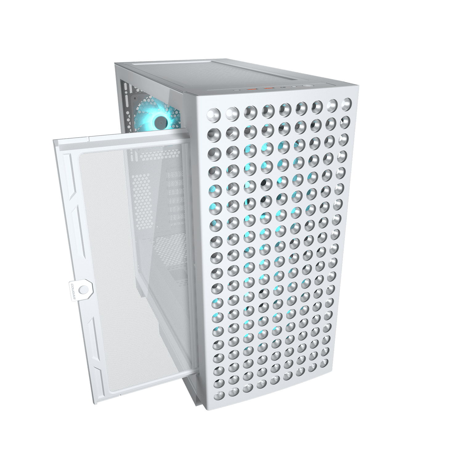 Cougar Airface ECO RGB Mid Tower ATX Computer Case, Tempered Glass Side Panel, 2 x 180mm 1 x 120mm ARGB Fan Pre-Installed, White