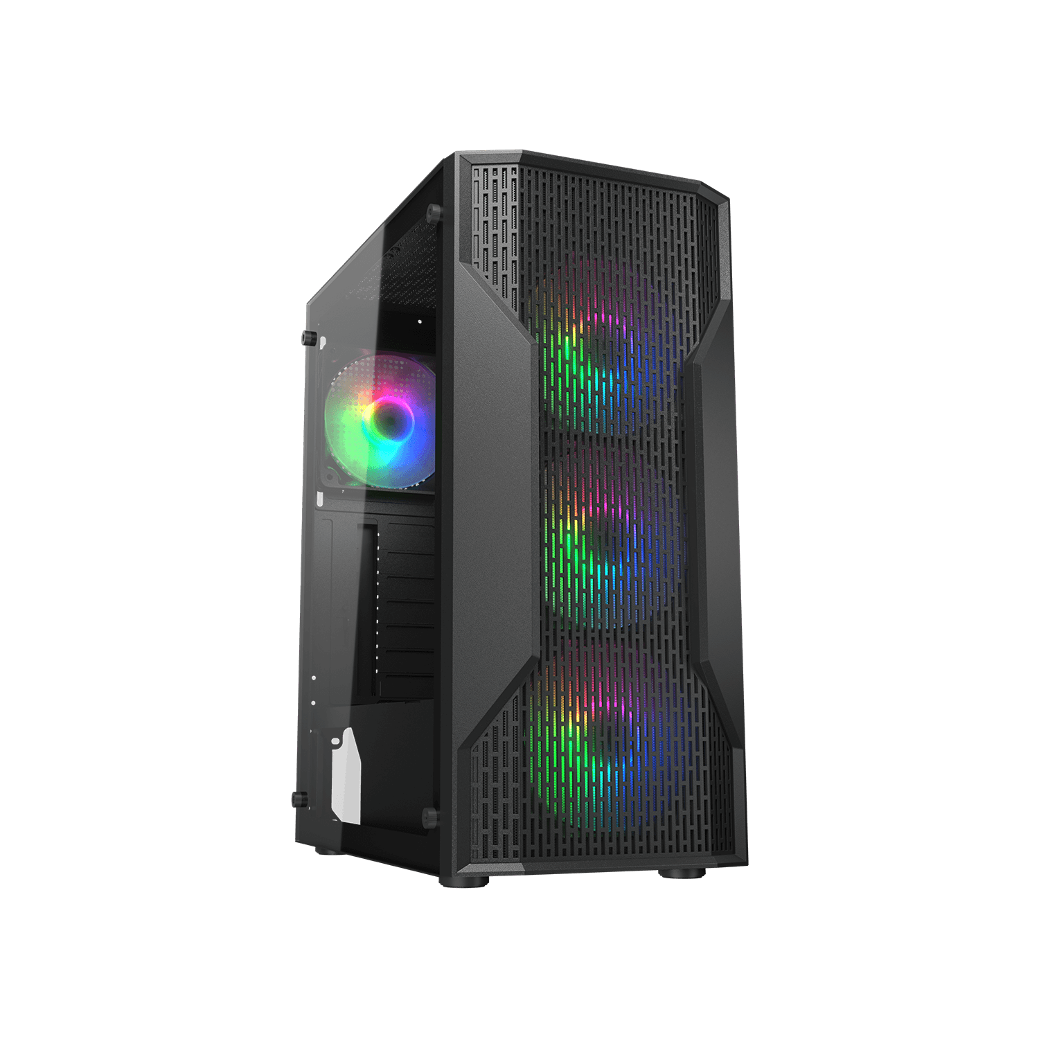Cougar MX110 RGB Mid Tower ATX Computer Case, Tempered Glass Side Panel, 4 x 120mm ARGB Fans Pre-Installed, Black
