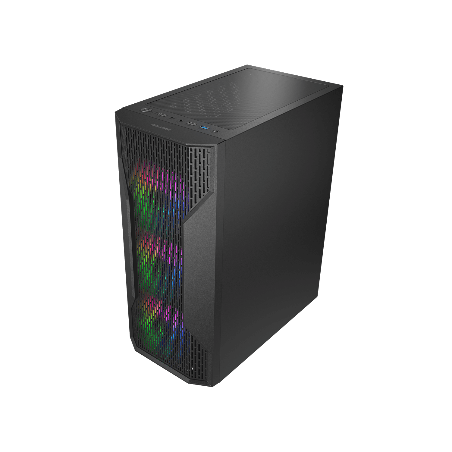Cougar MX110 RGB Mid Tower ATX Computer Case, Tempered Glass Side Panel, 4 x 120mm ARGB Fans Pre-Installed, Black