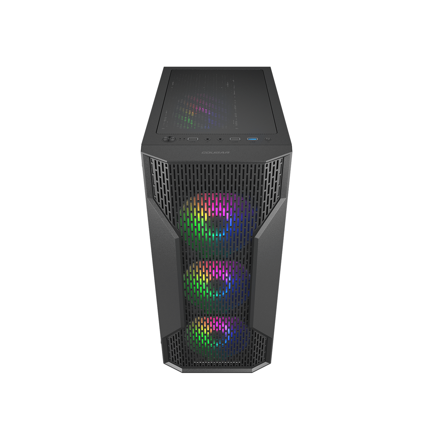 Cougar MX110 RGB Mid Tower ATX Computer Case, Tempered Glass Side Panel, 4 x 120mm ARGB Fans Pre-Installed, Black