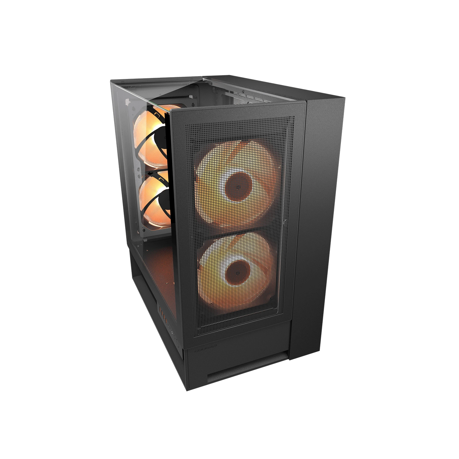 Cougar OmnyX RGB Mid Tower ATX Computer Case, Tempered Glass Side Panel, 4 x 160mm ARGB Fans Pre-Installed, Black