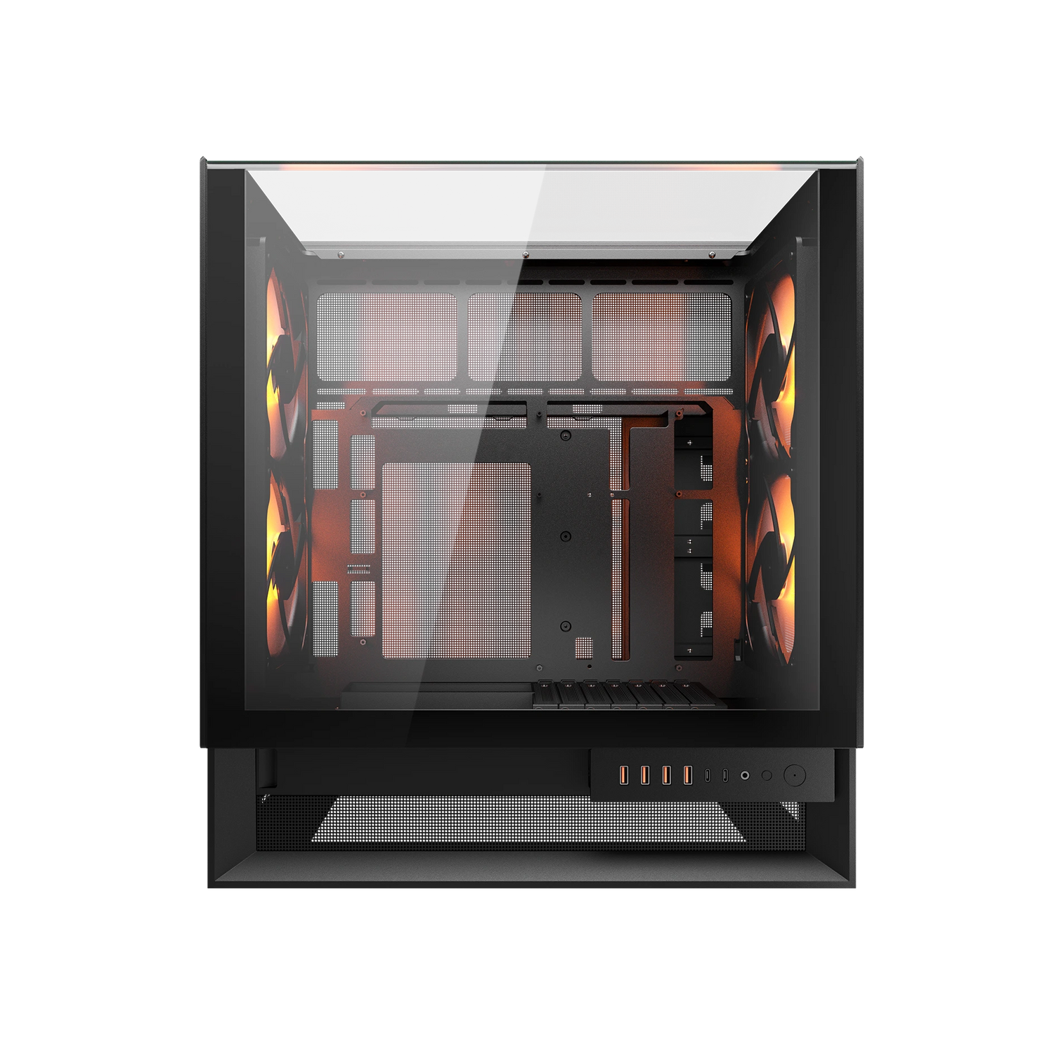 Cougar OmnyX RGB Mid Tower ATX Computer Case, Tempered Glass Side Panel, 4 x 160mm ARGB Fans Pre-Installed, Black