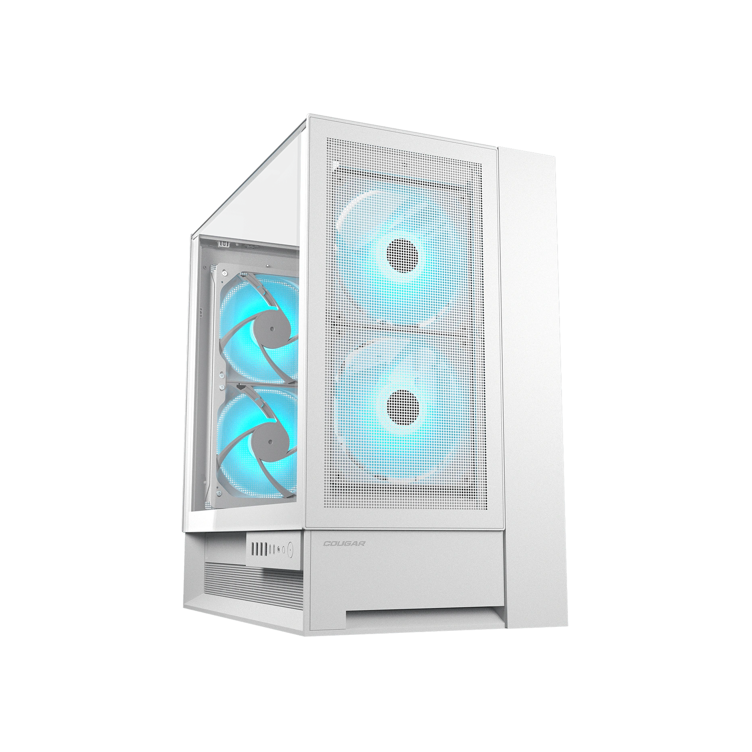 Cougar OmnyX RGB Mid Tower ATX Computer Case, Tempered Glass Side Panel, 4 x 160mm ARGB Fans Pre-Installed, White